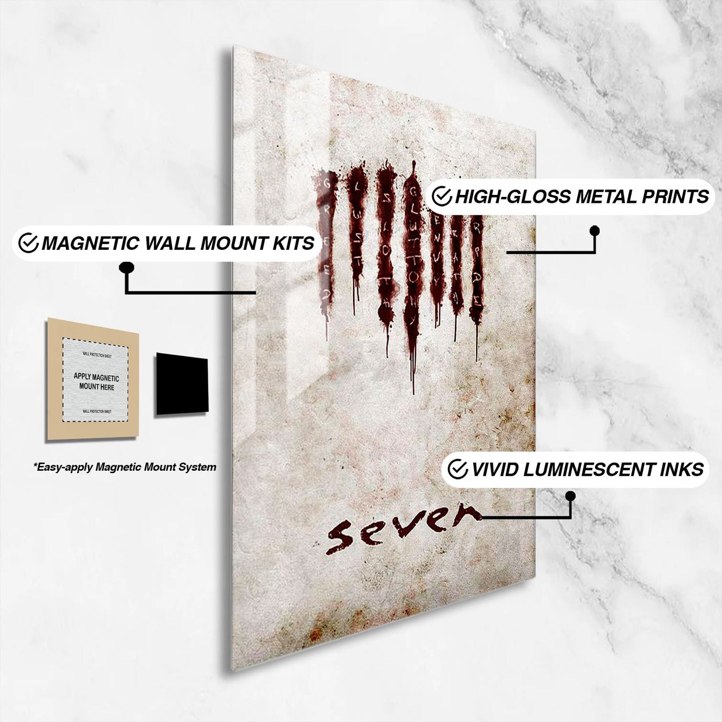 Flex Designs Metal Poster Seven Sins 16 x 24" Home Goods - Movie 1995 Movie Metal Poster