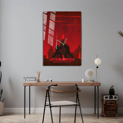 Flex Designs Metal Poster Star Wars Episode III Revenge of the Sith Red Minimalist 24 x 36" Home Goods - Movie 2005 Movie Metal Poster