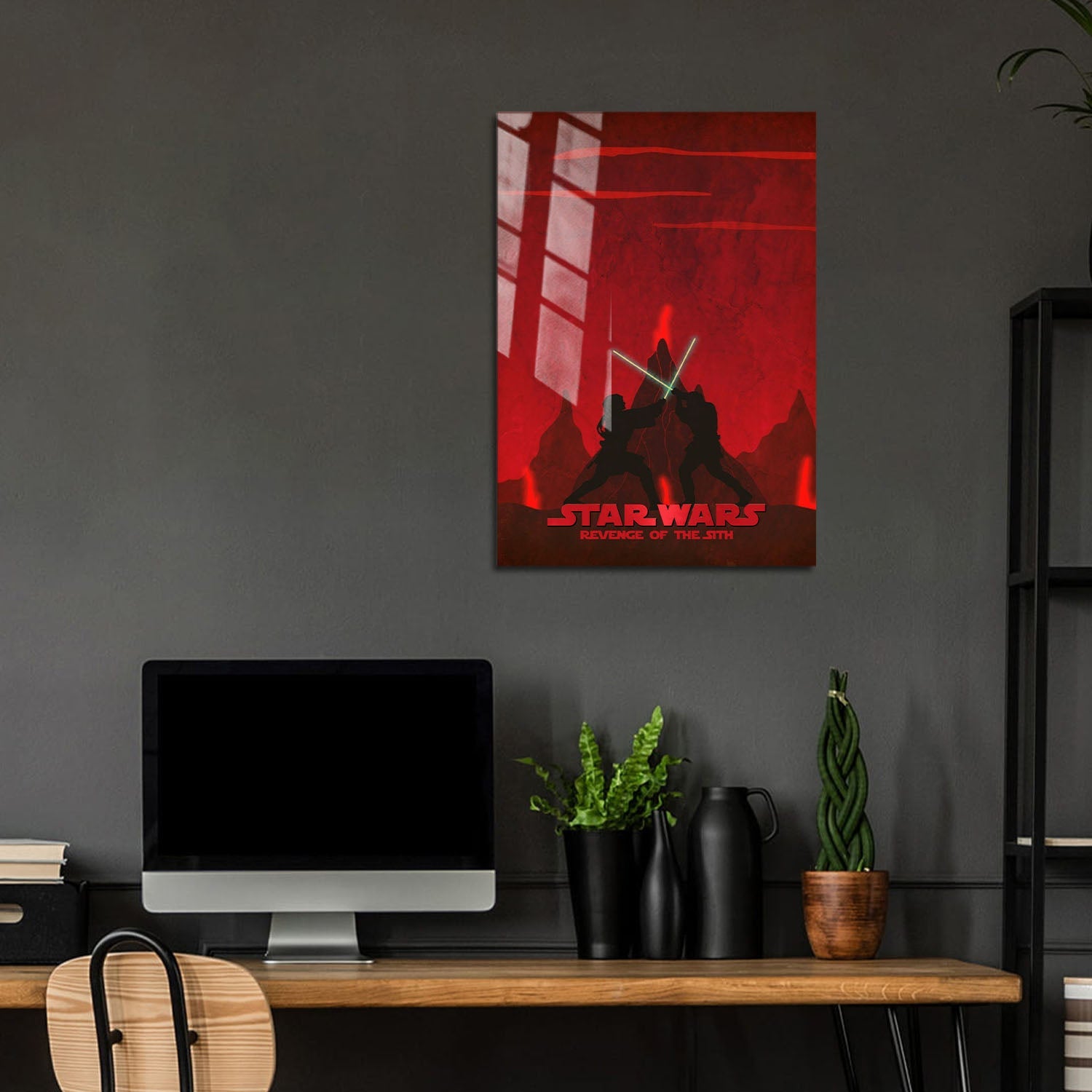 Flex Designs Metal Poster Star Wars Episode III Revenge of the Sith Red Minimalist 5 x 7" Home Goods - Movie 2005 Movie Metal Poster
