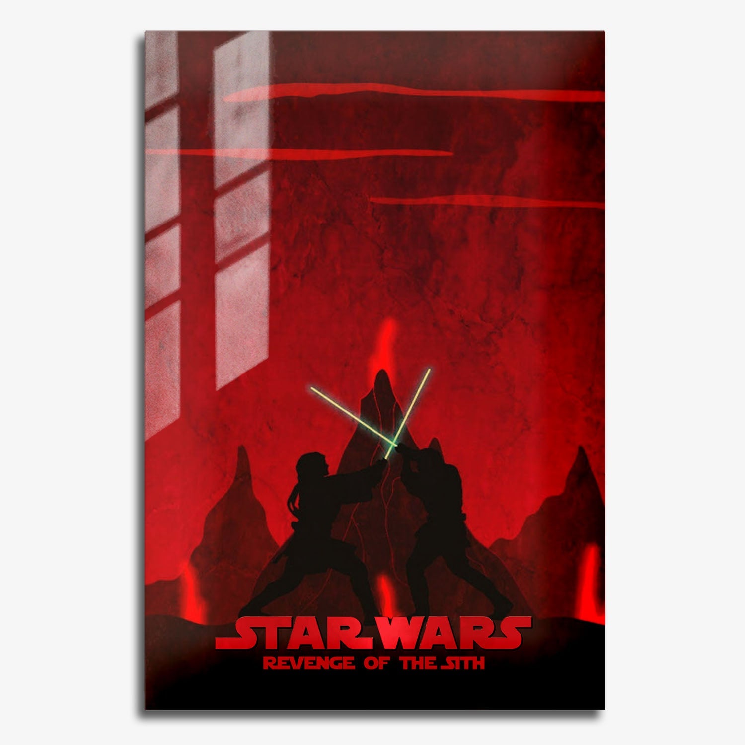 Flex Designs Metal Poster Star Wars Episode III Revenge of the Sith Red Minimalist 11 x 17" Home Goods - Movie 2005 Movie Metal Poster