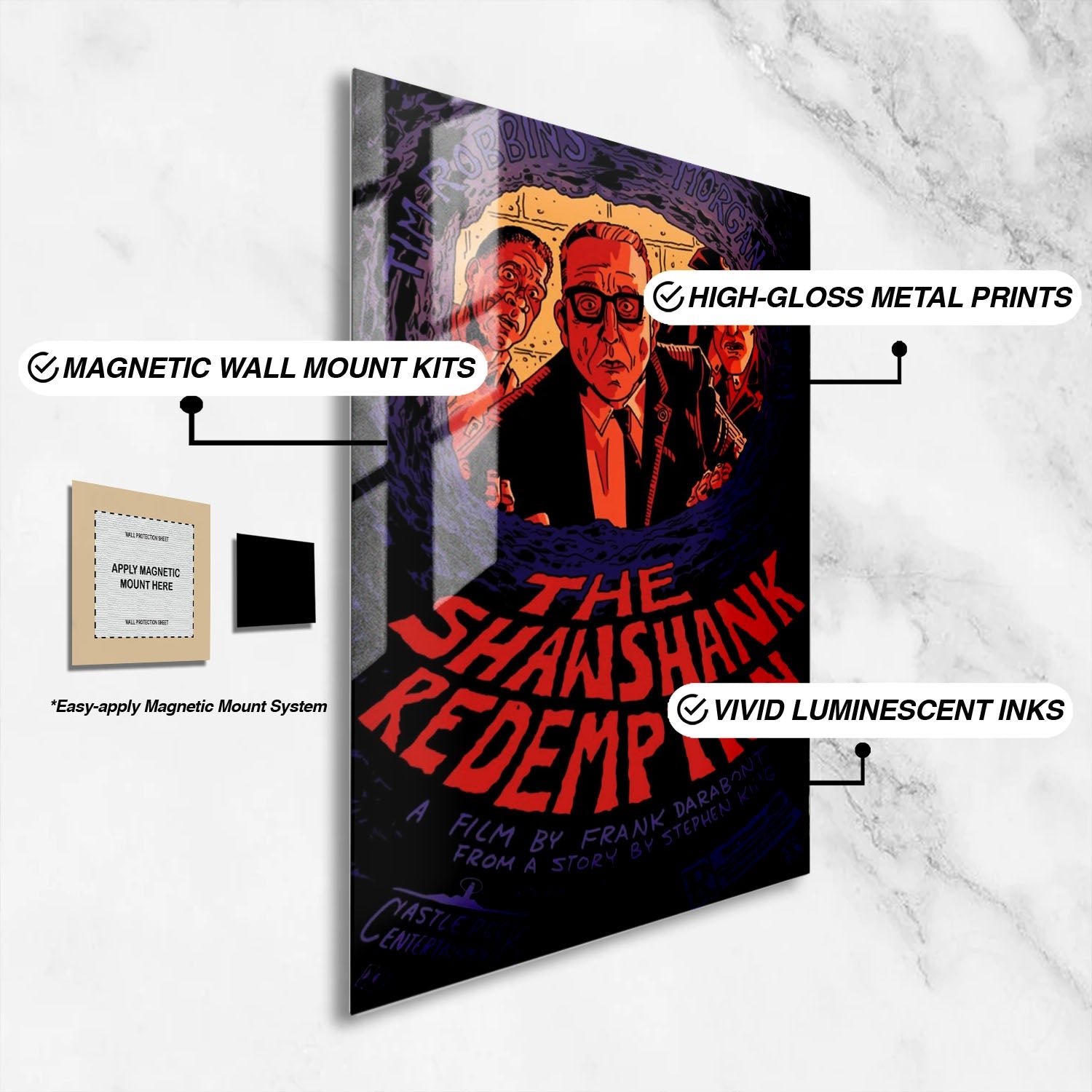 Flex Designs Metal Poster The Shawshank Redemption Cartoon 16 x 24" Home Goods - Movie 1994 Movie Metal Poster