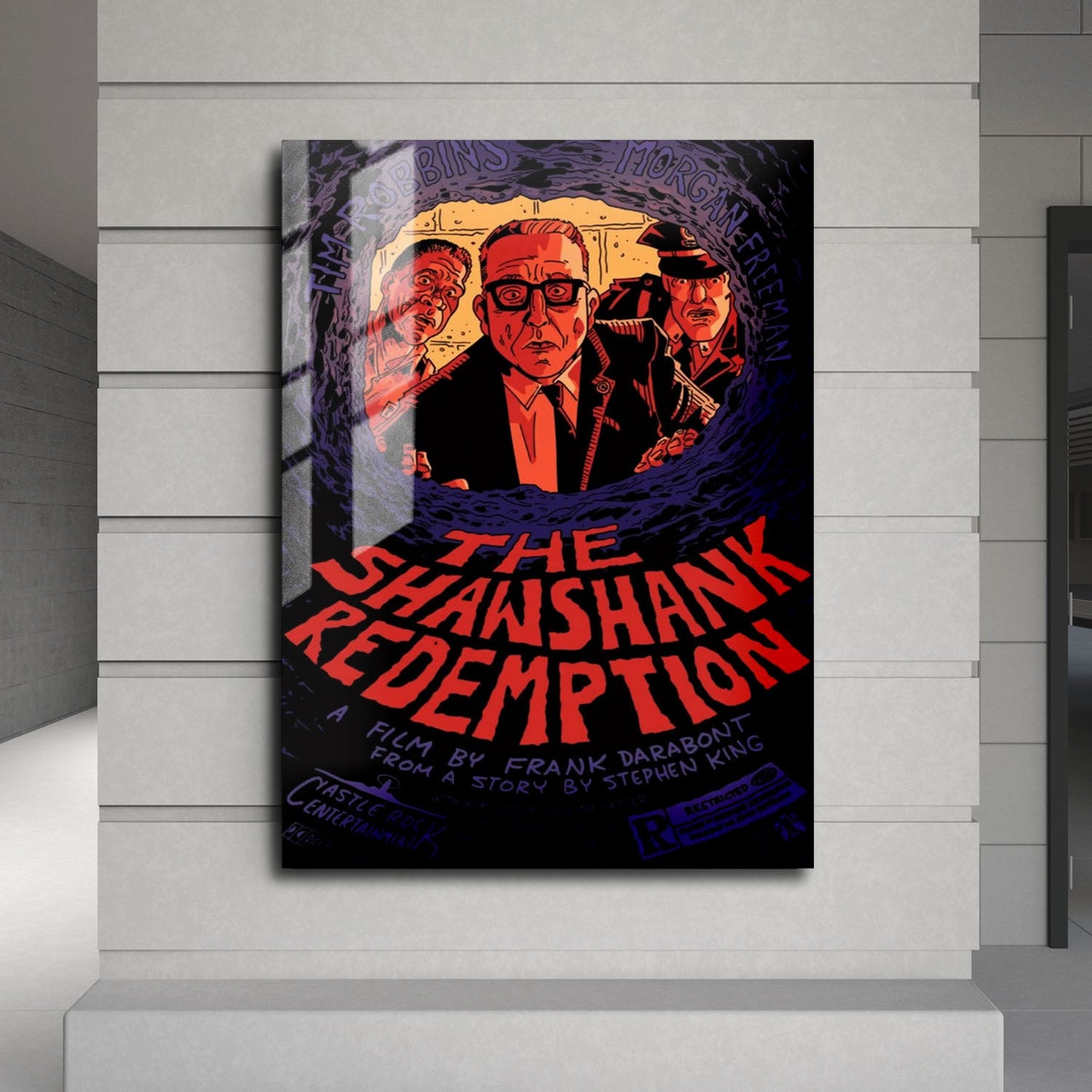 Flex Designs Metal Poster The Shawshank Redemption Cartoon 24 x 36" Home Goods - Movie 1994 Movie Metal Poster
