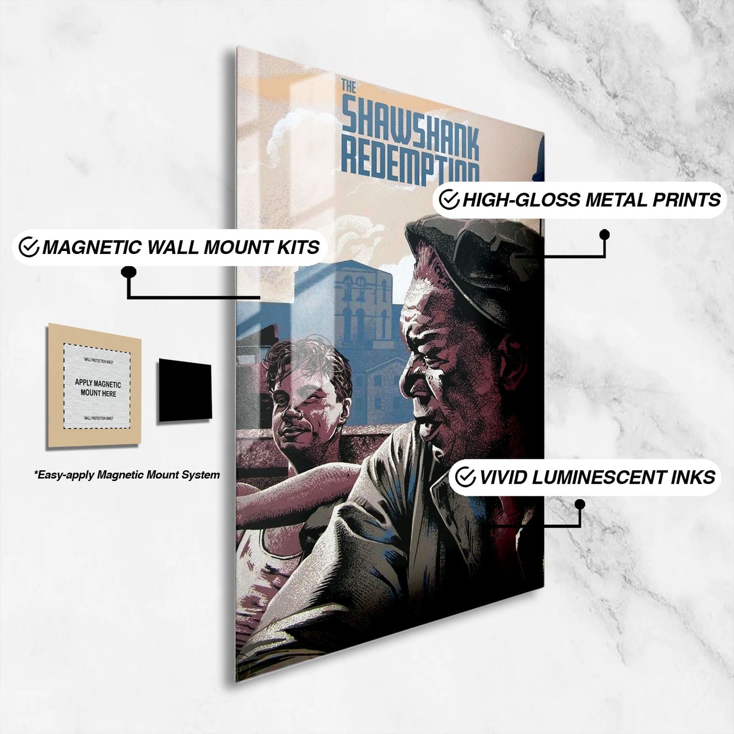 Flex Designs Metal Poster The Shawshank Redemption Minimalist 16 x 24" Home Goods - Movie 1994 Movie Metal Poster