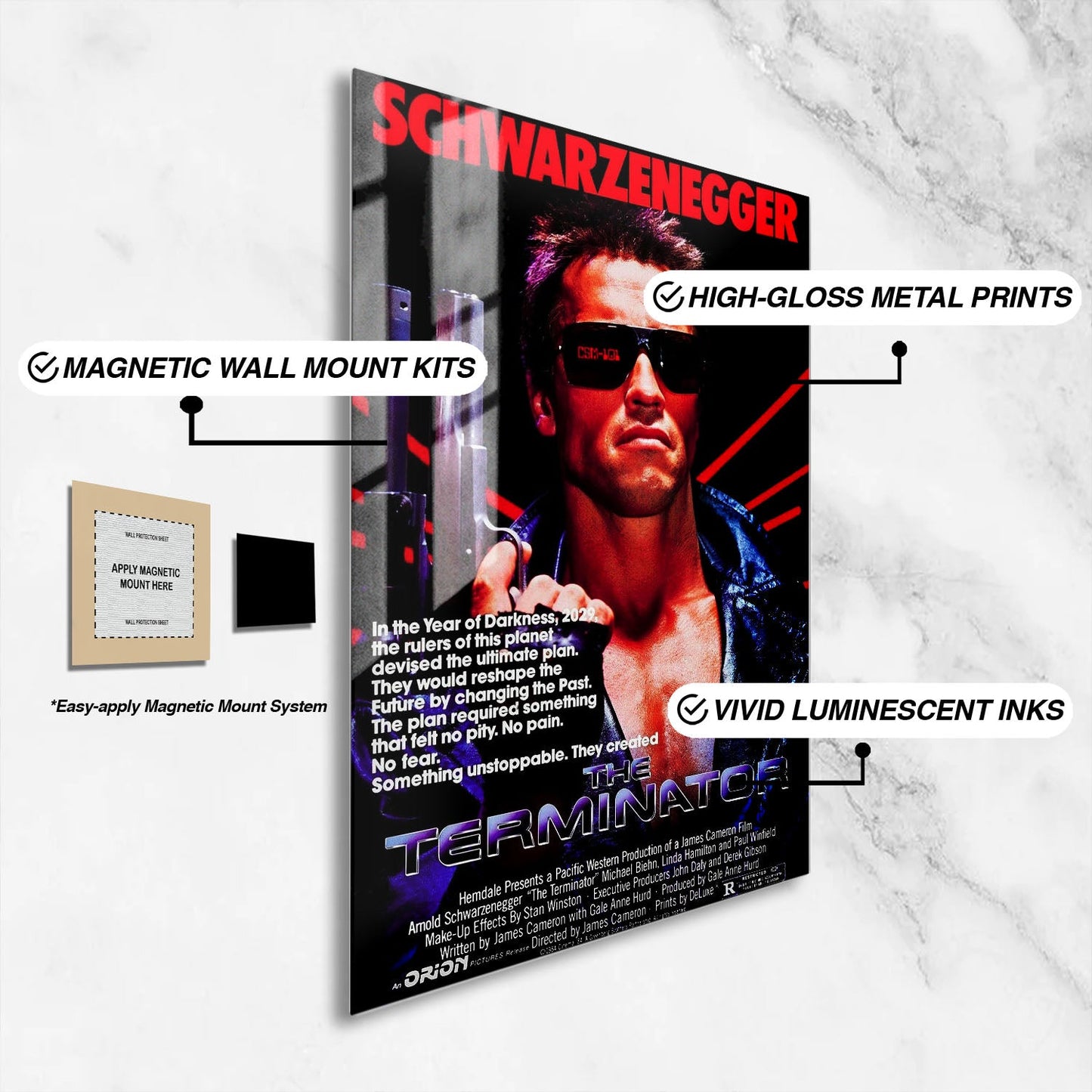 Flex Designs Metal Poster The Terminator Original 16 x 24" Home Goods - Movie 1984 Movie Metal Poster