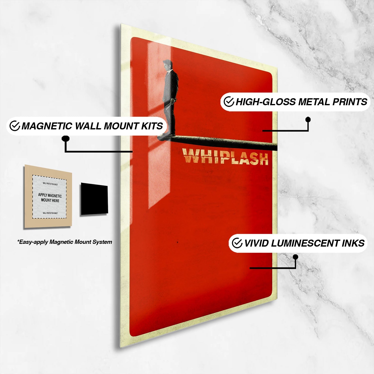 Flex Designs Metal Poster Whiplash Minimalist 16 x 24" Home Goods - Movie 2014 Movie Metal Poster