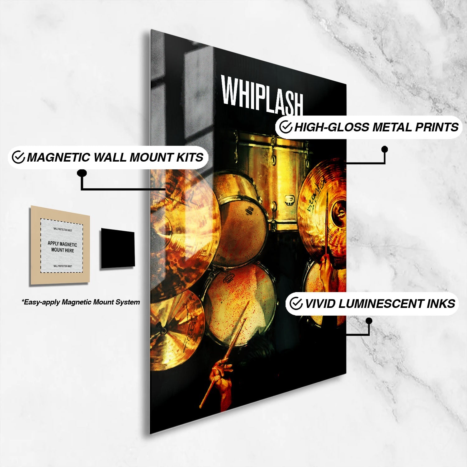 Flex Designs Metal Poster Whiplash Drums 16 x 24" Home Goods - Movie 2014 Movie Metal Poster