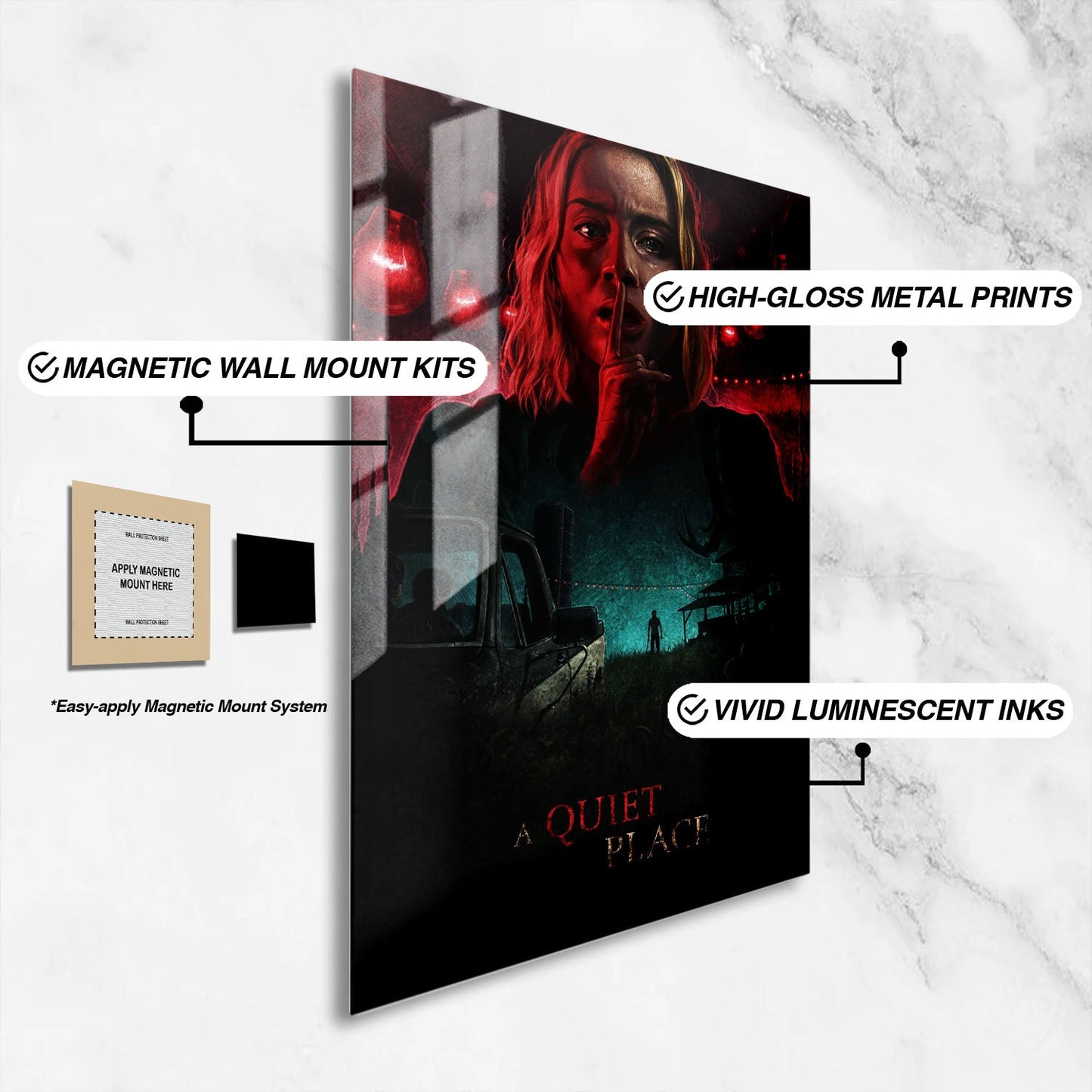 Flex Designs Metal Poster A Quiet Place Cartoon 16 x 24" Home Goods - Movie 2018 Movie Metal Poster