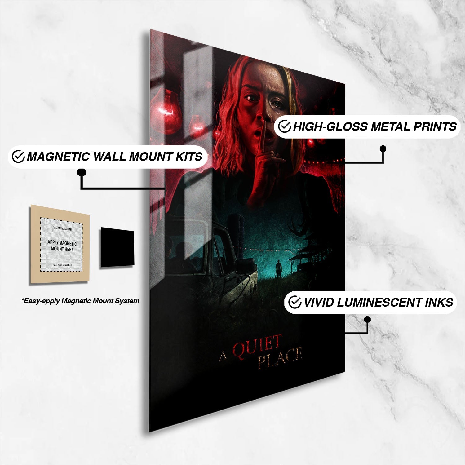 Flex Designs Metal Poster A Quiet Place Cartoon 16 x 24" Home Goods - Movie 2018 Movie Metal Poster