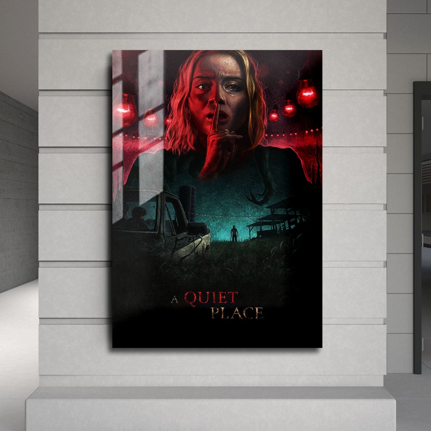 Flex Designs Metal Poster A Quiet Place Cartoon 24 x 36" Home Goods - Movie 2018 Movie Metal Poster
