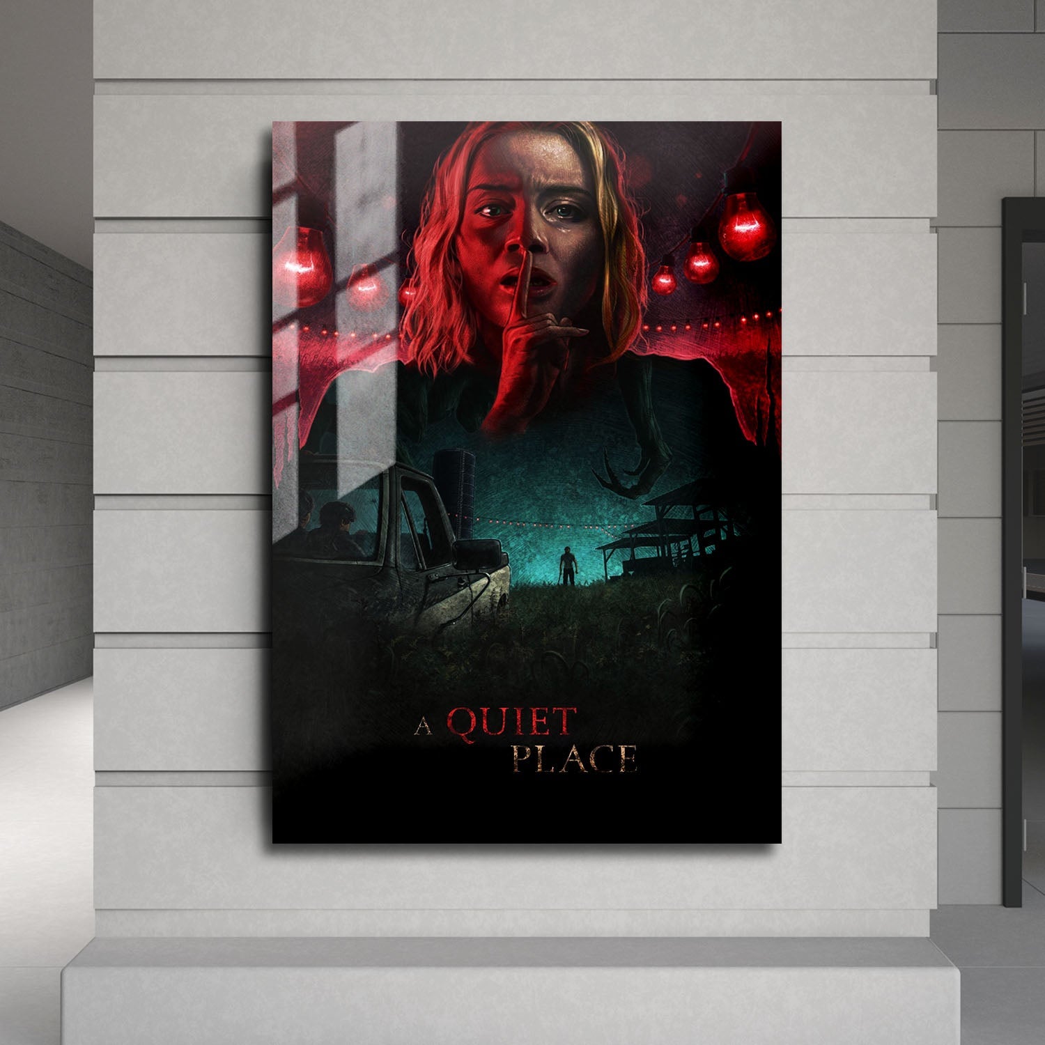 Flex Designs Metal Poster A Quiet Place Cartoon 24 x 36" Home Goods - Movie 2018 Movie Metal Poster