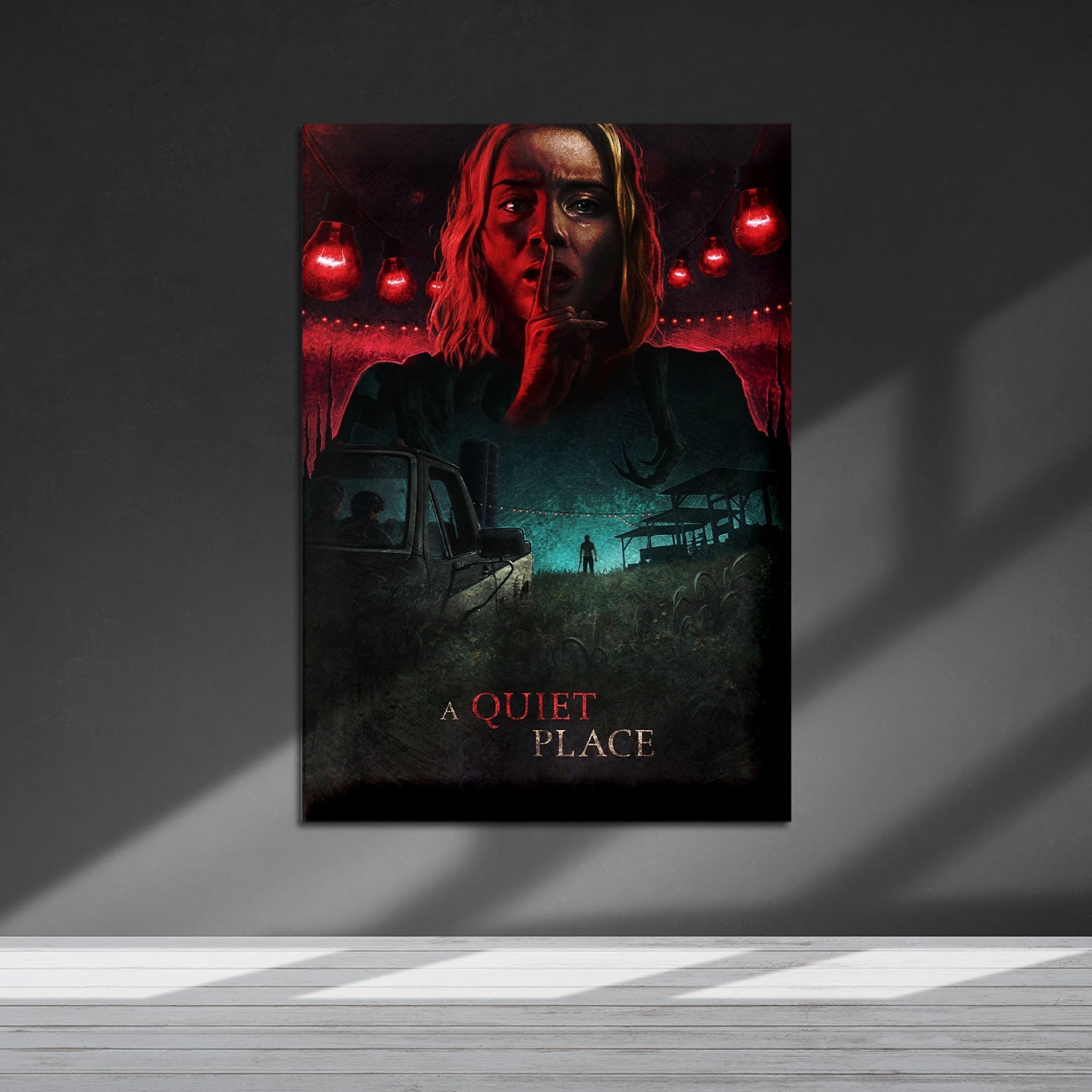 Flex Designs Metal Poster A Quiet Place Cartoon 5 x 7" Home Goods - Movie 2018 Movie Metal Poster
