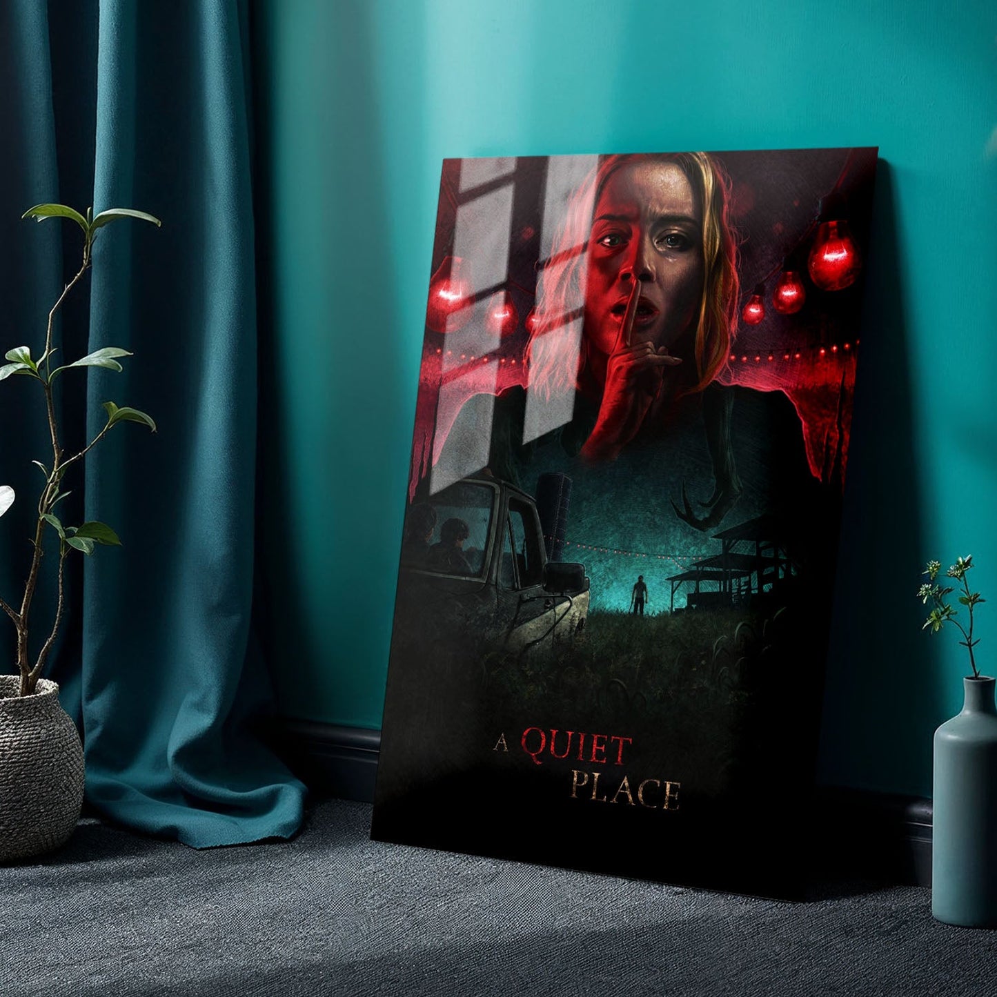 A Quiet Place Cartoon Movie Metal Poster