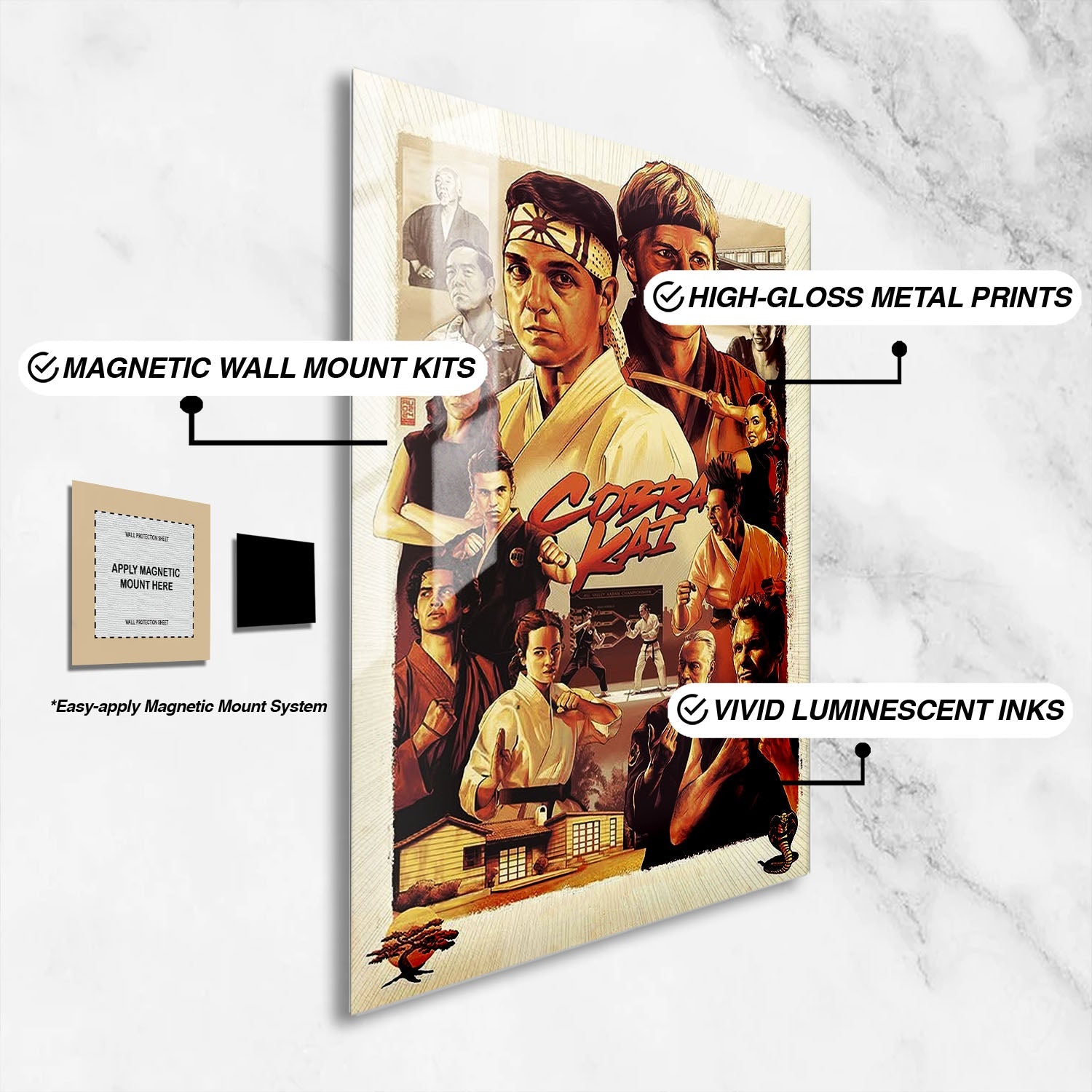 Flex Designs Metal Poster Cobra Kai Sketch 16 x 24" Home Goods - TV Show 2018 TV Show Metal Poster