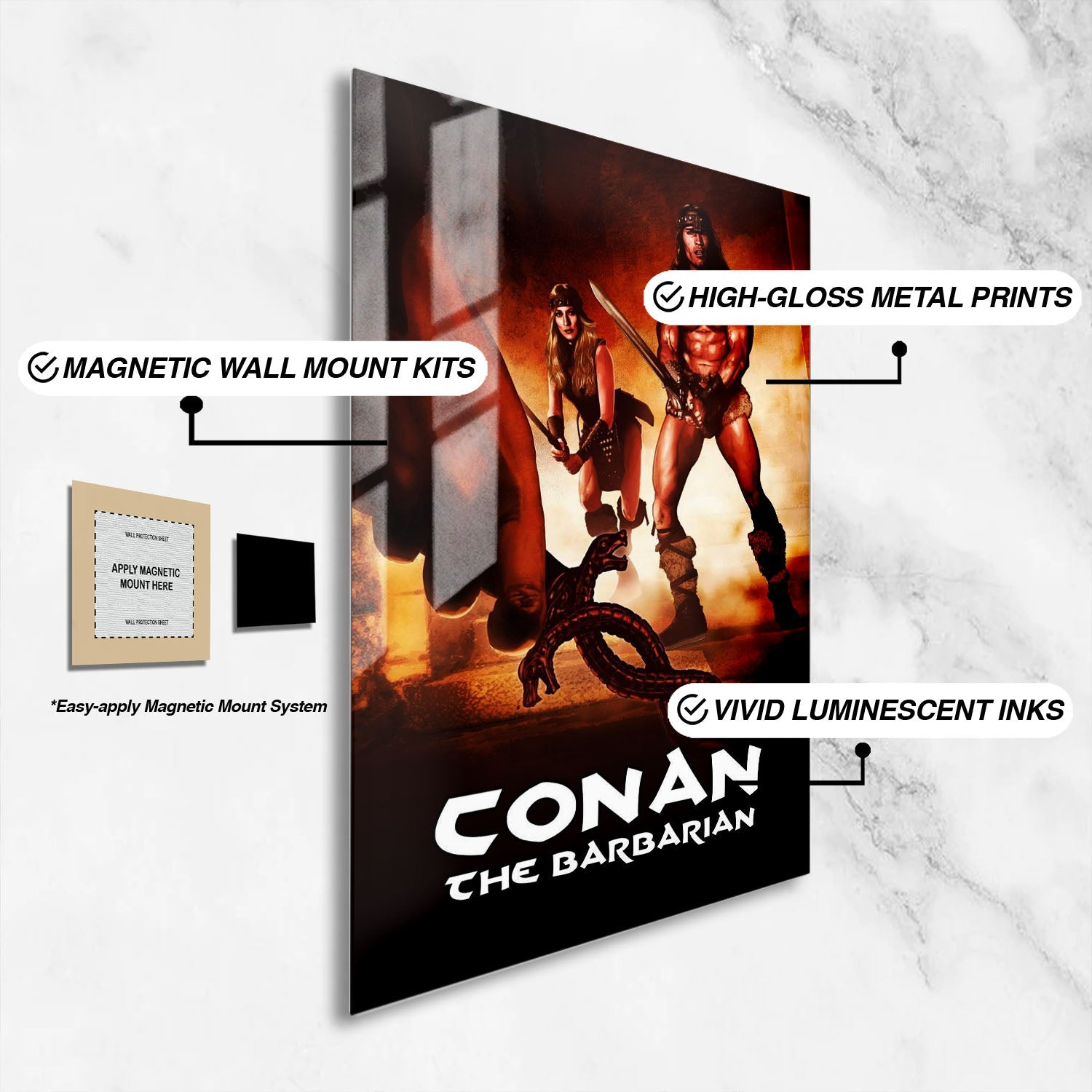 Flex Designs Metal Poster Conan the Barbarian 16 x 24" Home Goods - Movie 1982 Movie Metal Poster