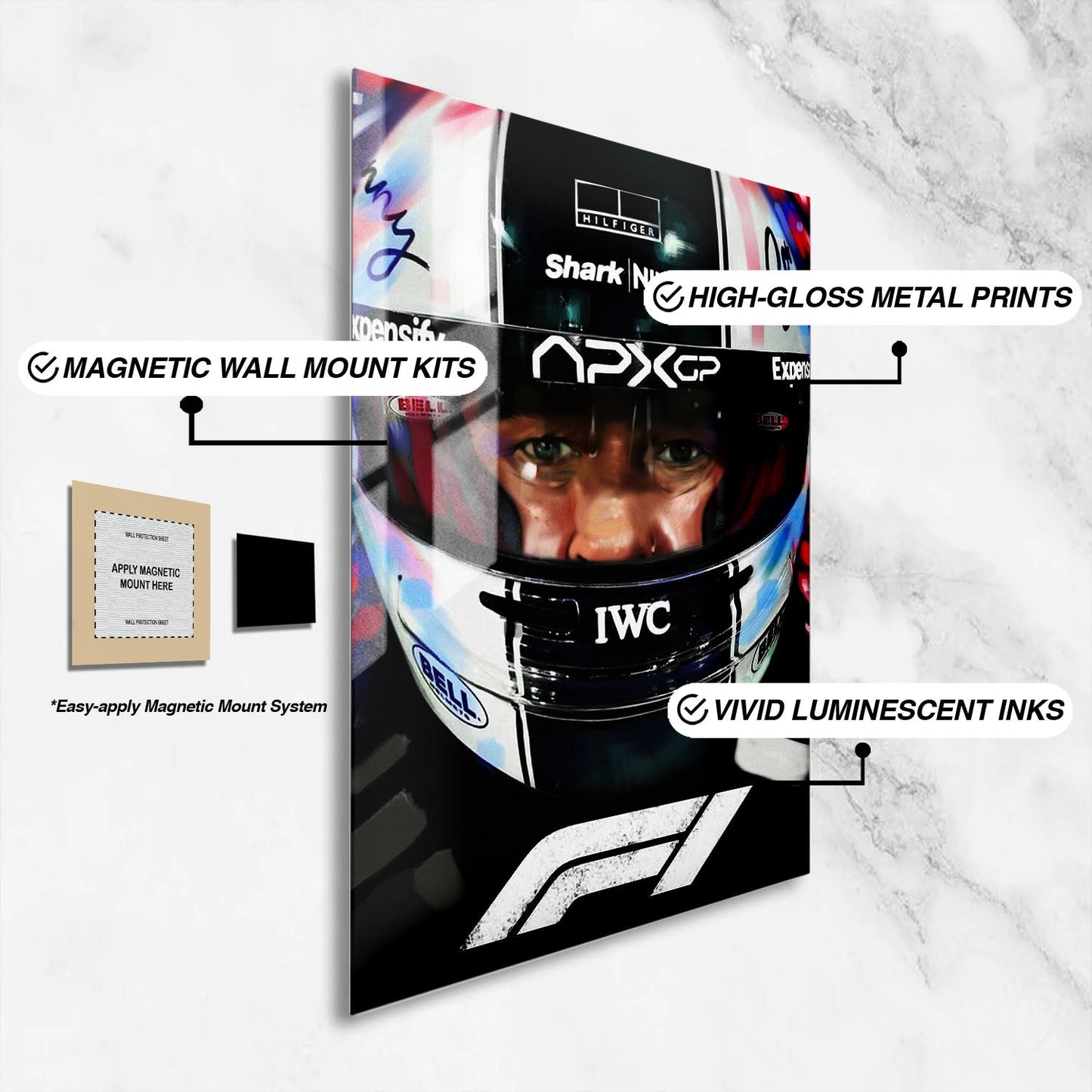 Flex Designs Metal Poster F1 Helmet 16 x 24" Home Goods - Movie 2013 Movie Metal Poster