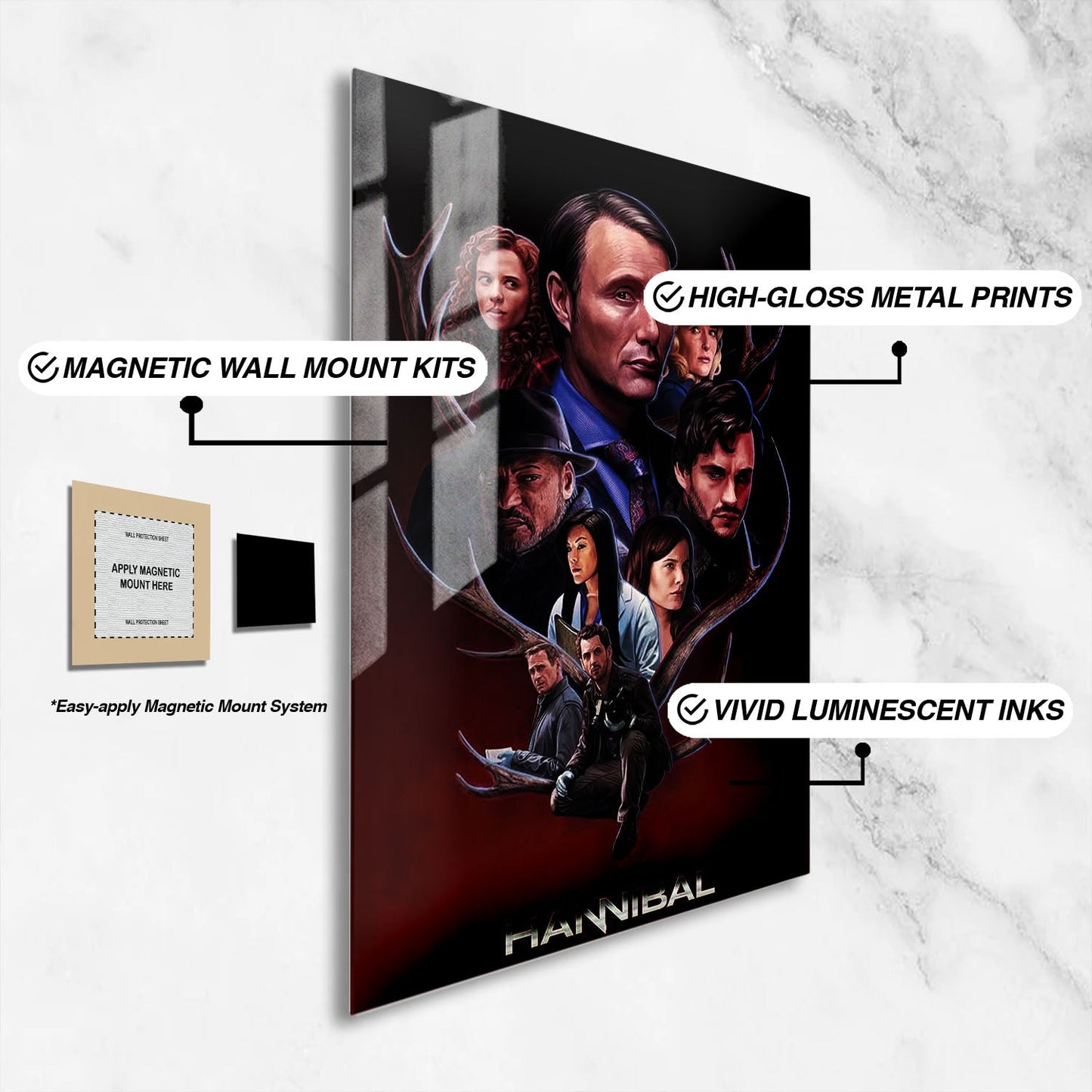Flex Designs Metal Poster Hannibal Sketch 16 x 24" Home Goods - TV Show 2013 TV Show Metal Poster