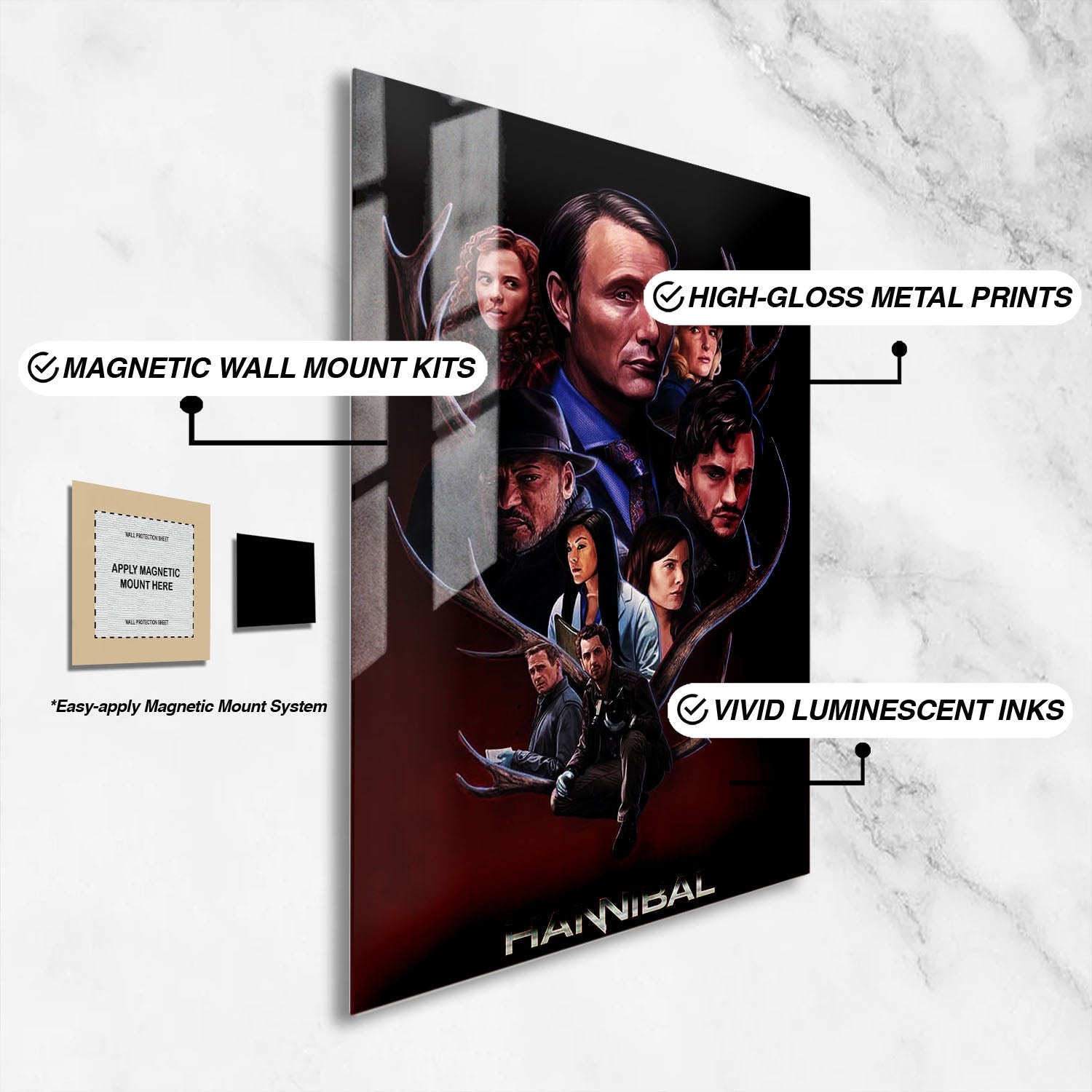 Flex Designs Metal Poster Hannibal Sketch 16 x 24" Home Goods - TV Show 2013 TV Show Metal Poster