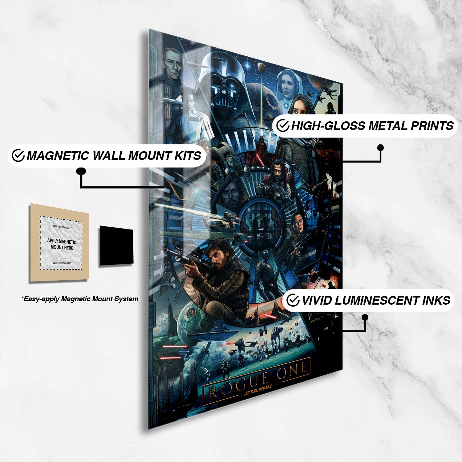 Flex Designs Metal Poster Rogue One A Star Wars Story Cartoon 16 x 24" Home Goods - Movie 2016 Movie Metal Poster