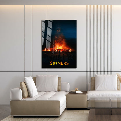 Flex Designs Metal Poster Sinners Bonfire 16 x 24" Home Goods - Movie 2025 Movie Metal Poster