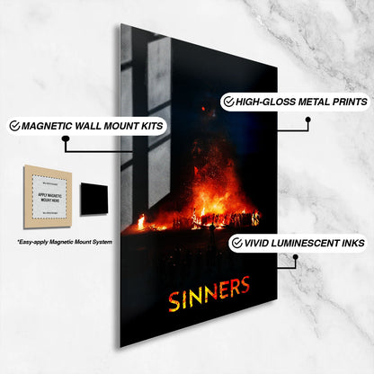 Flex Designs Metal Poster Sinners Bonfire 16 x 24" Home Goods - Movie 2025 Movie Metal Poster