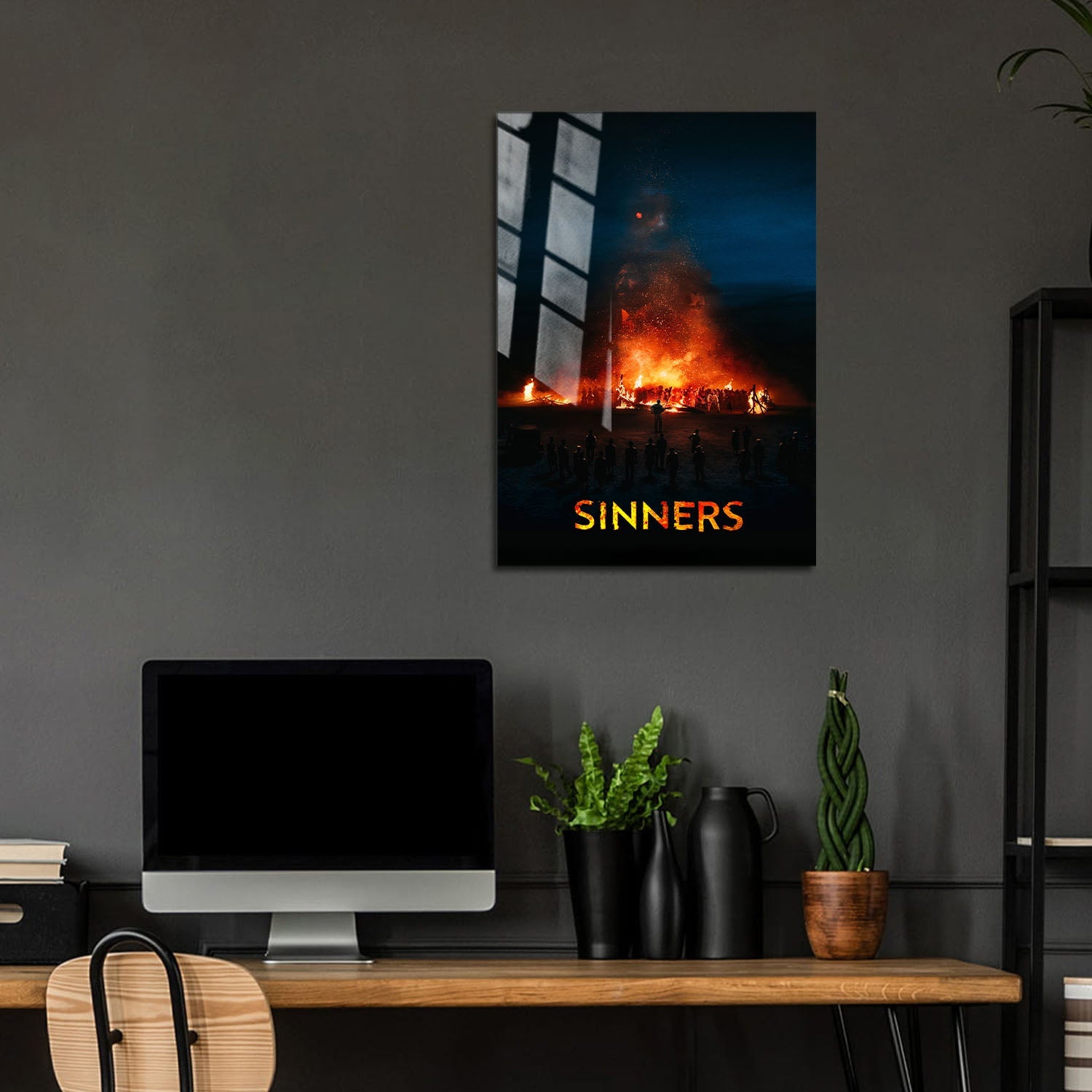 Flex Designs Metal Poster Sinners Bonfire 5 x 7" Home Goods - Movie 2025 Movie Metal Poster