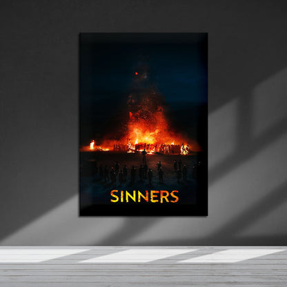 Flex Designs Metal Poster Sinners Bonfire 5 x 7" Home Goods - Movie 2025 Movie Metal Poster