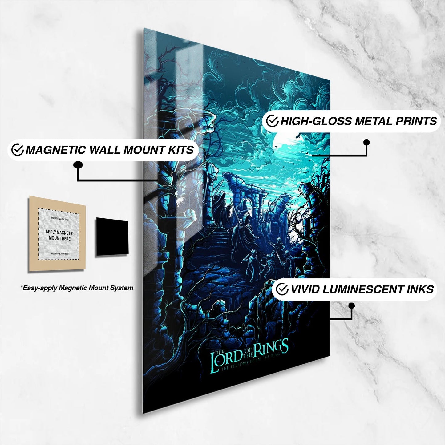 Flex Designs Metal Poster The Lord of the Rings The Fellowship of the Ring Sketch 16 x 24" Home Goods - Movie 2001 Movie Metal Poster
