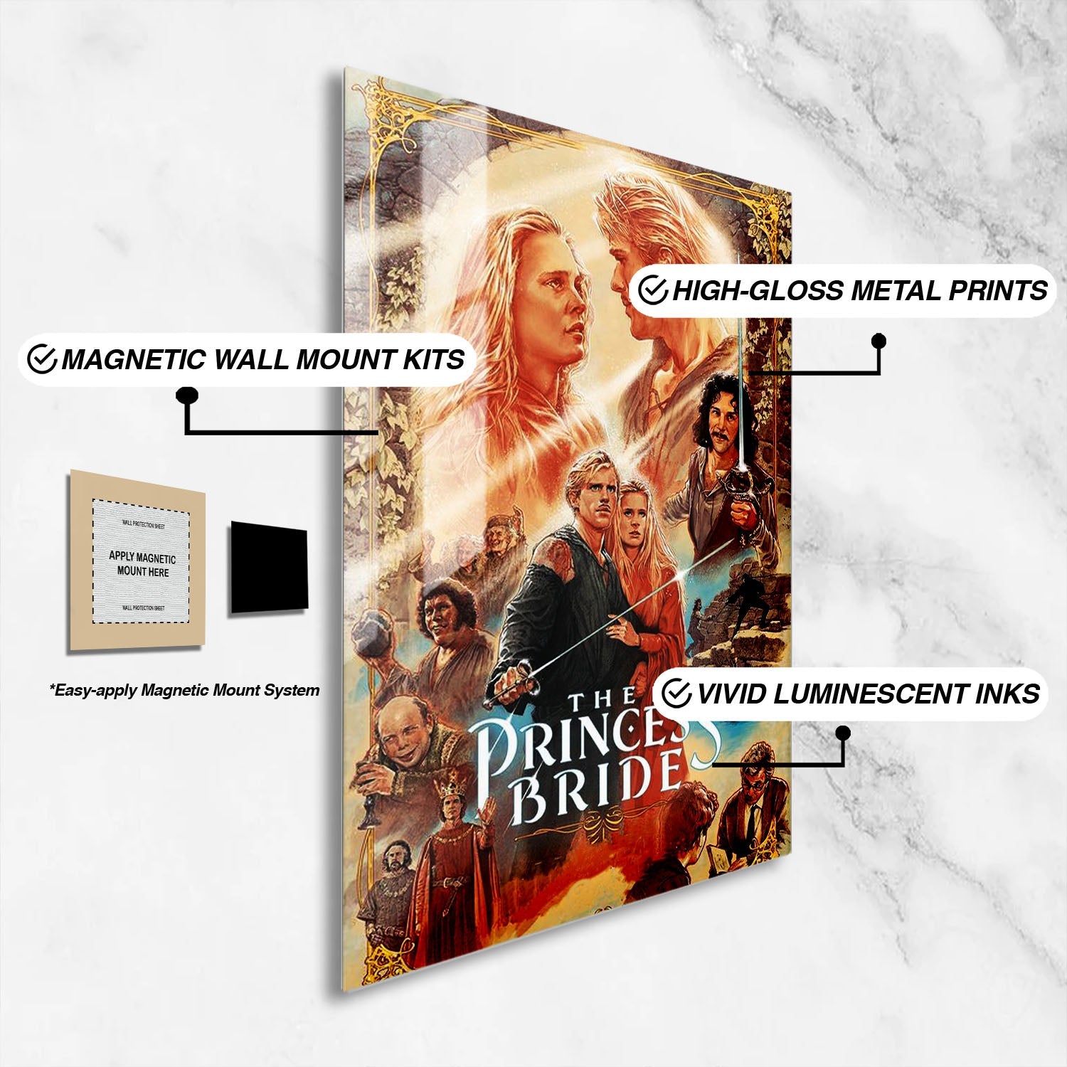 Flex Designs Metal Poster The Princess Bride Sketch 16 x 24" Home Goods - Movie 1987 Movie Metal Poster