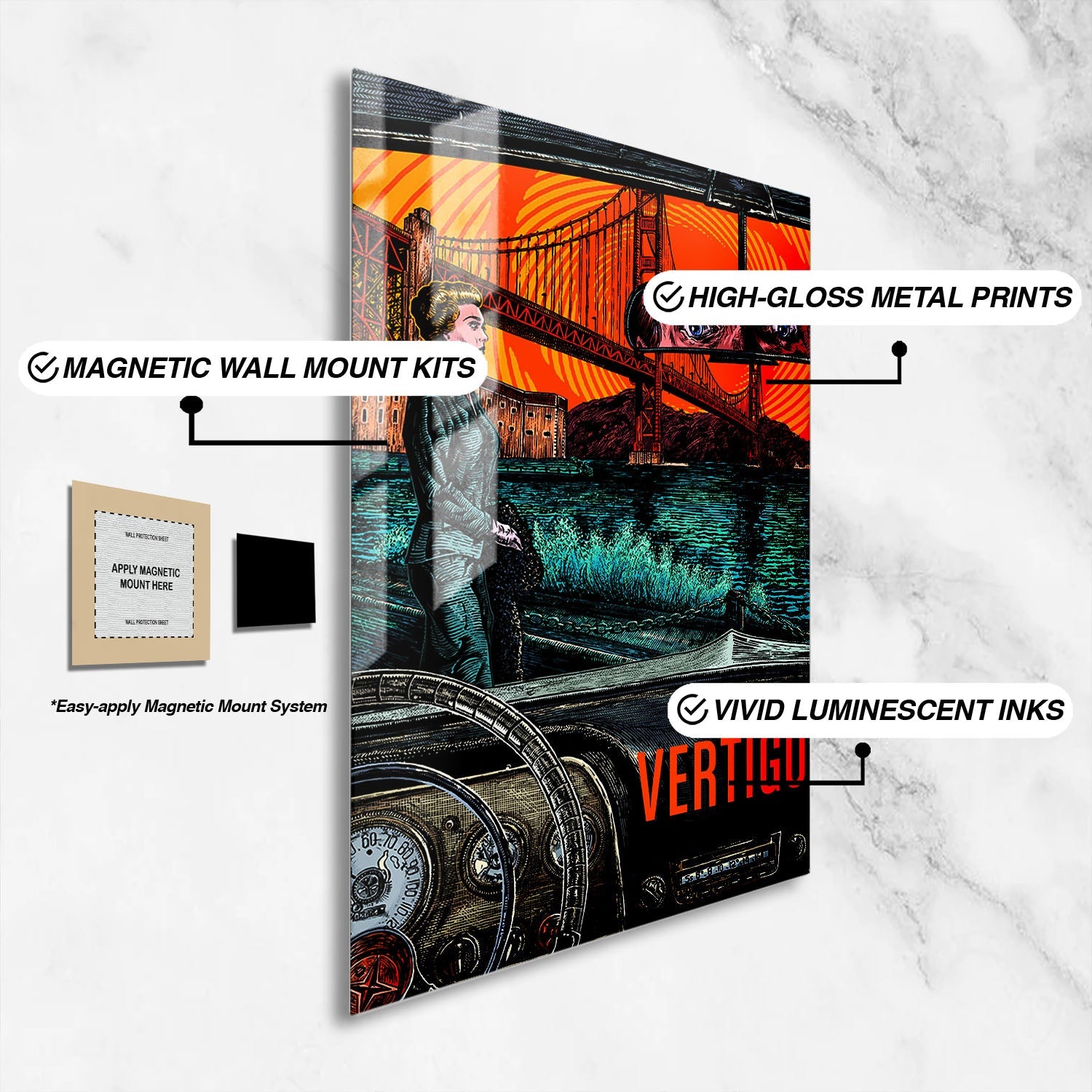 Flex Designs Metal Poster Vertigo Cartoon 16 x 24" Home Goods - Movie 1958 Movie Metal Poster