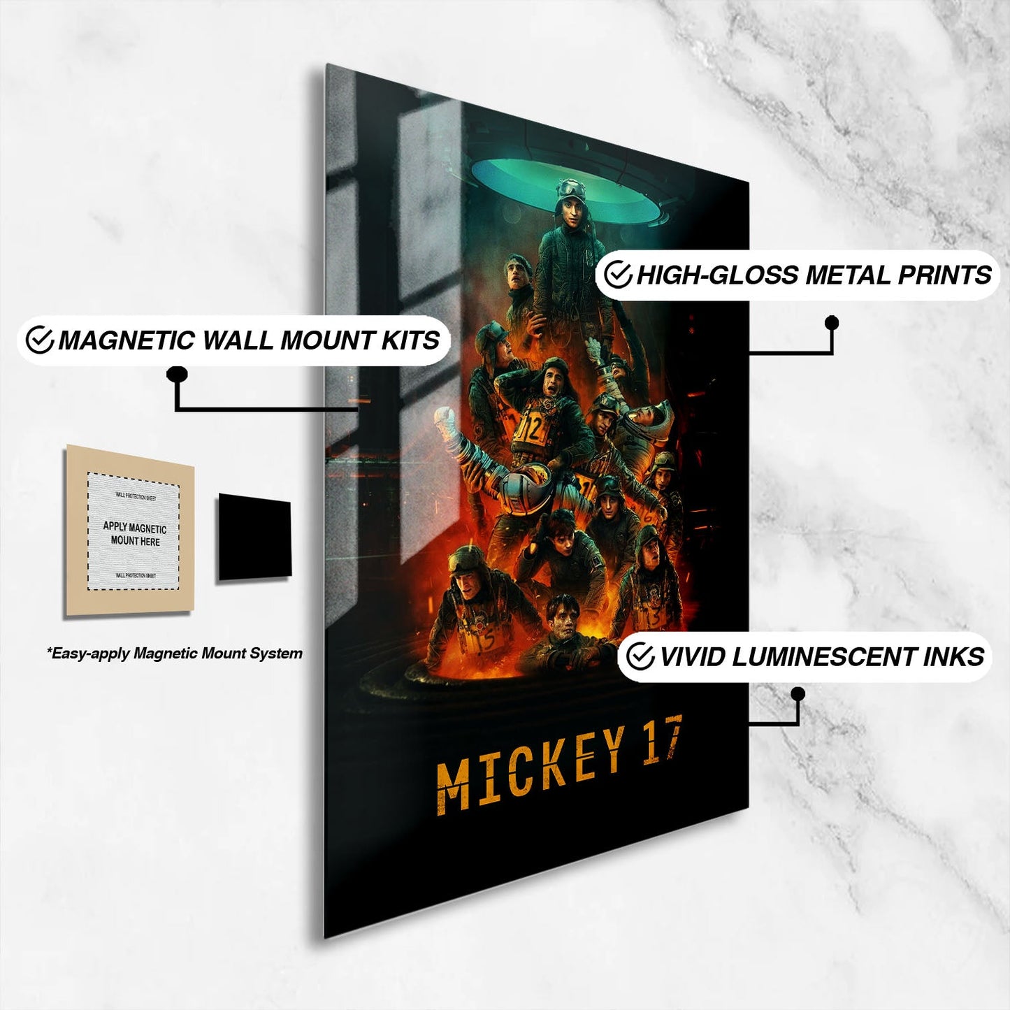 Flex Designs Metal Poster Mickey 17 Cinematic 16 x 24" Home Goods - Movie 2025 Movie Metal Poster