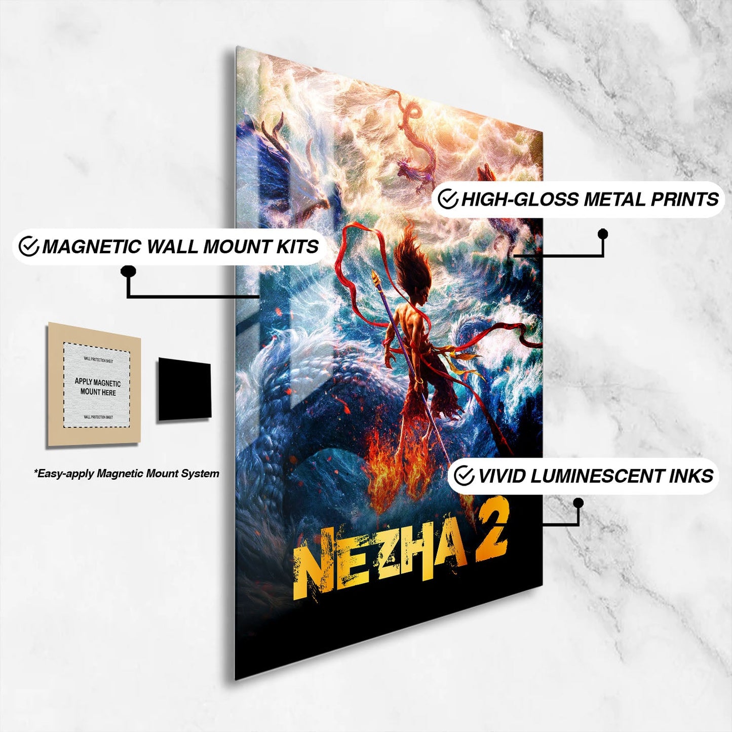 Flex Designs Metal Poster Ne Zha 2 16 x 24" Home Goods - Movie 2021 Movie Metal Poster