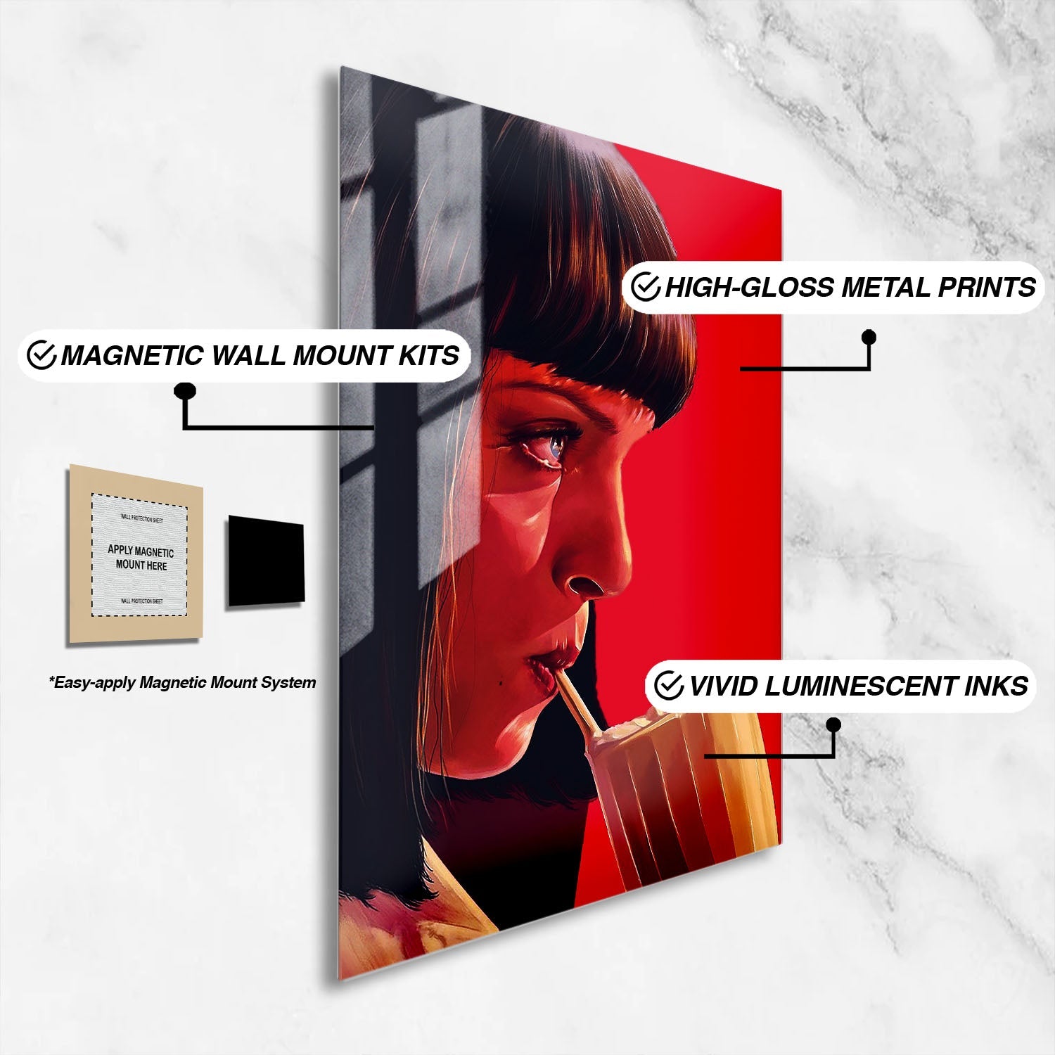 Flex Designs Metal Poster Pulp Fiction Minimalist Alternate 16 x 24" Home Goods - Movie 1994 Movie Metal Poster