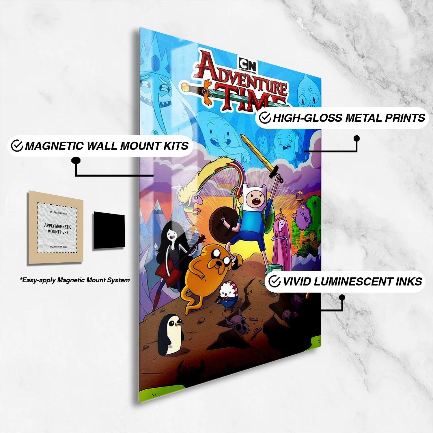 Flex Designs Metal Poster Adventure Time 16 x 24" Home Goods - TV Show 2010 TV Show Metal Poster