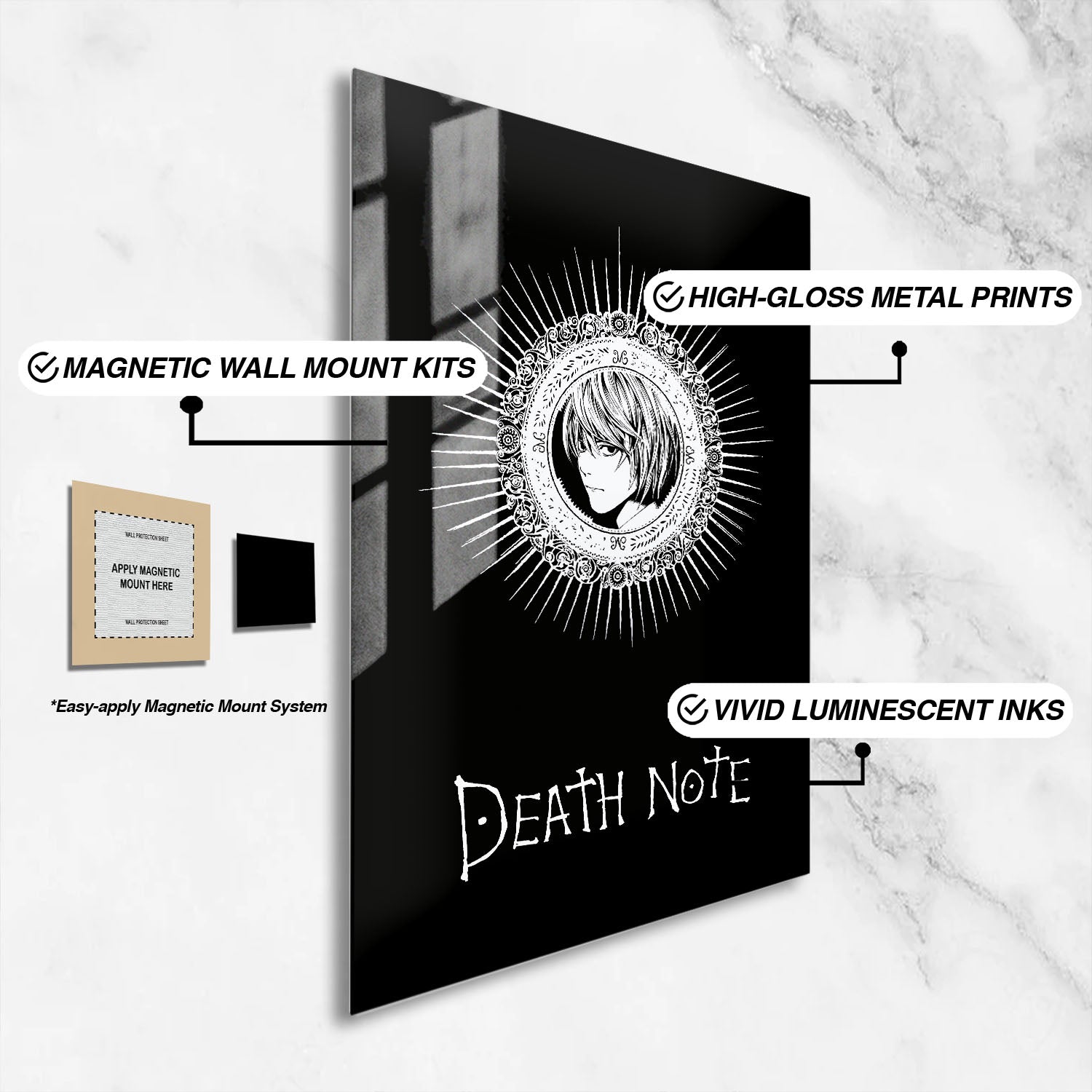 Flex Designs Metal Poster Death Note 16 x 24" Home Goods - TV Show 2006 TV Show Metal Poster