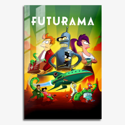 Flex Designs Metal Poster Futurama 11 x 17" Home Goods - TV Show 1999 TV Show Metal Poster