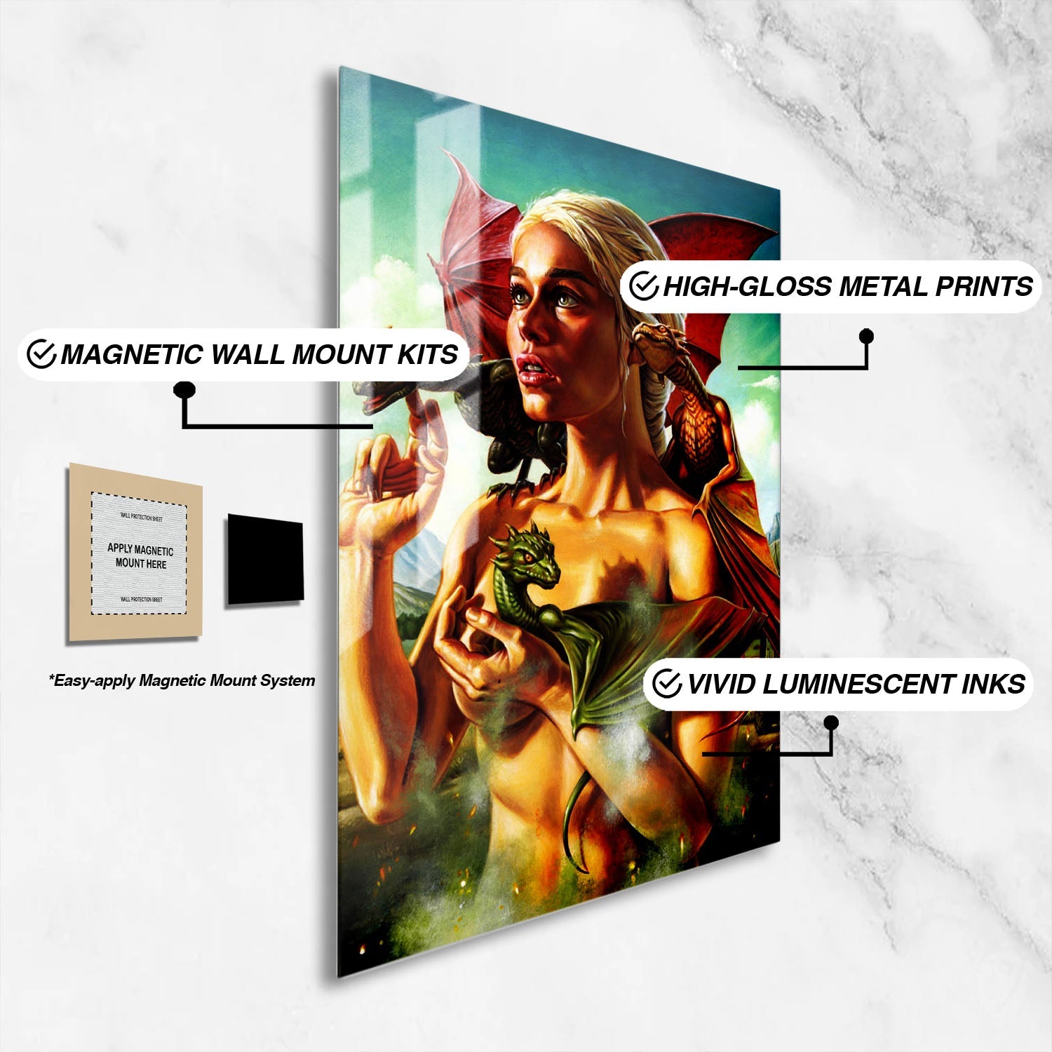 Flex Designs Metal Poster Game of Thrones Mother of Dragons 16 x 24" Home Goods - TV Show 2011 TV Show Metal Poster