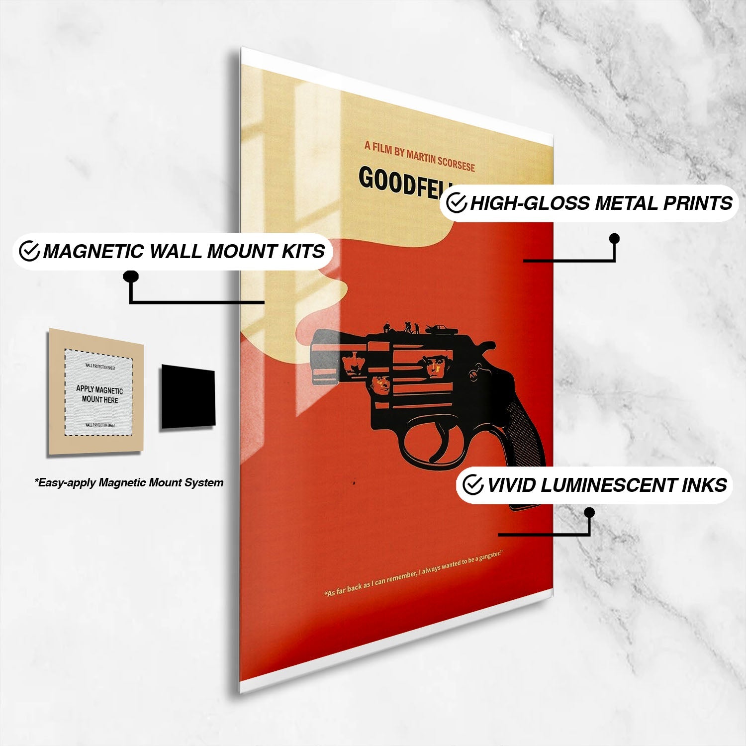 Flex Designs Metal Poster Goodfellas Minimalist 16 x 24" Home Goods - Movie 1990 Movie Metal Poster