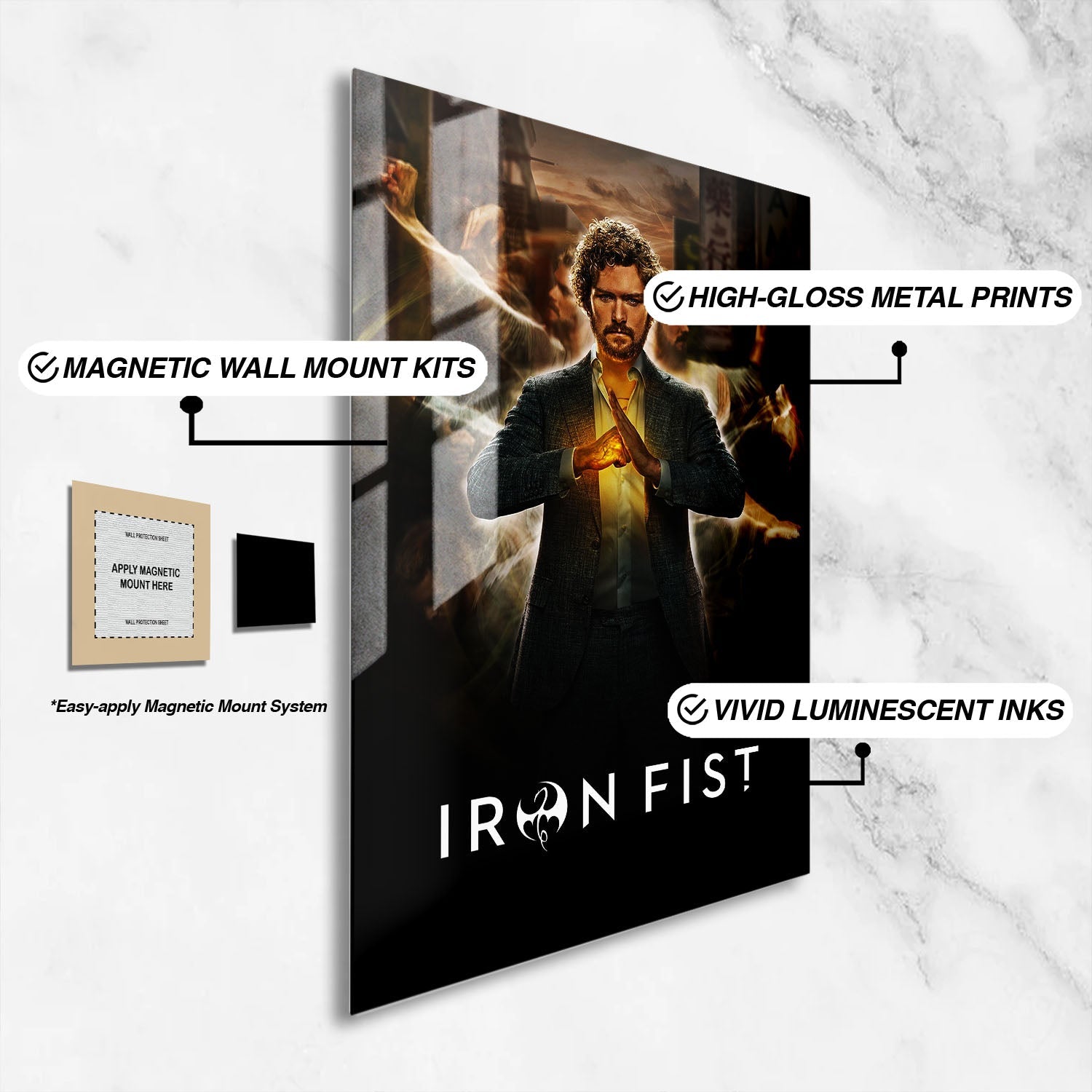 Flex Designs Metal Poster Marvels Iron Fist 16 x 24" Home Goods - TV Show 2017 TV Show Metal Poster