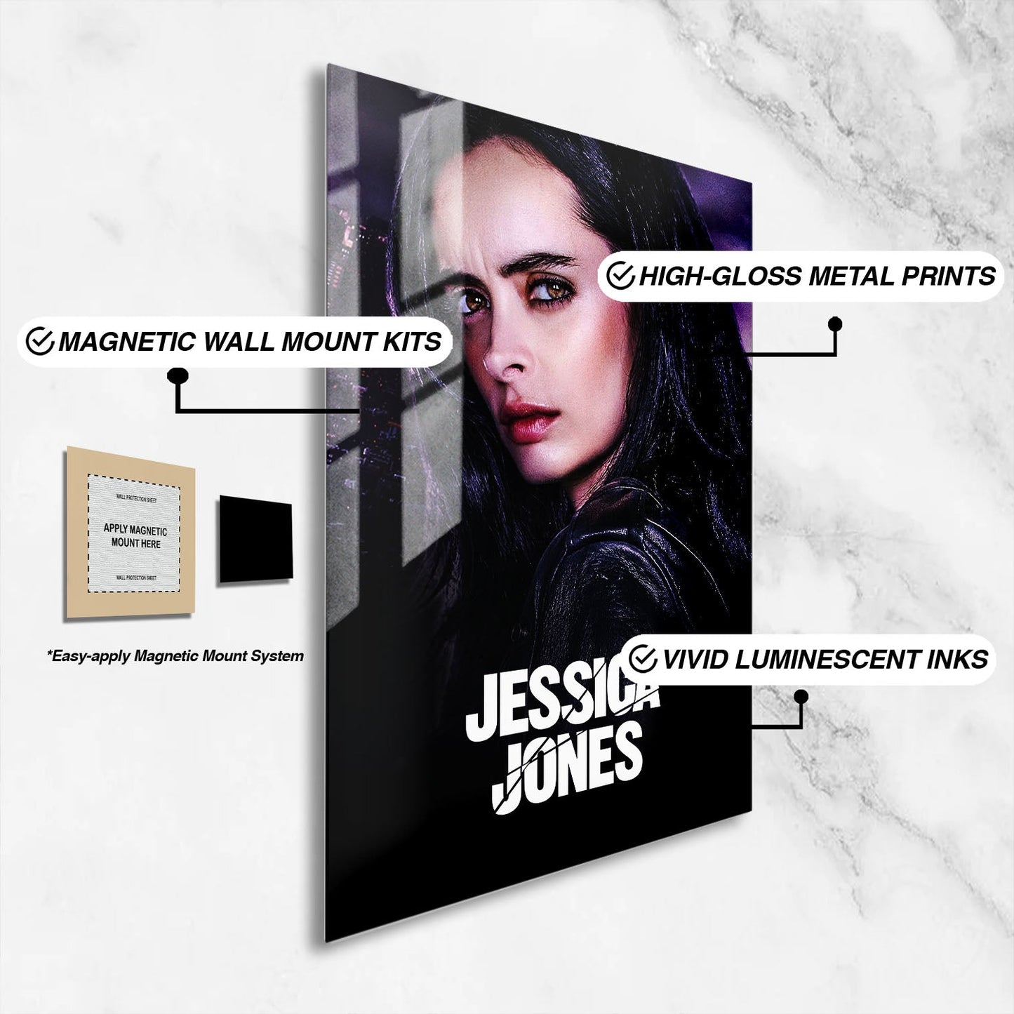 Flex Designs Metal Poster Marvels Jessica Jones 16 x 24" Home Goods - TV Show 2015 TV Show Metal Poster