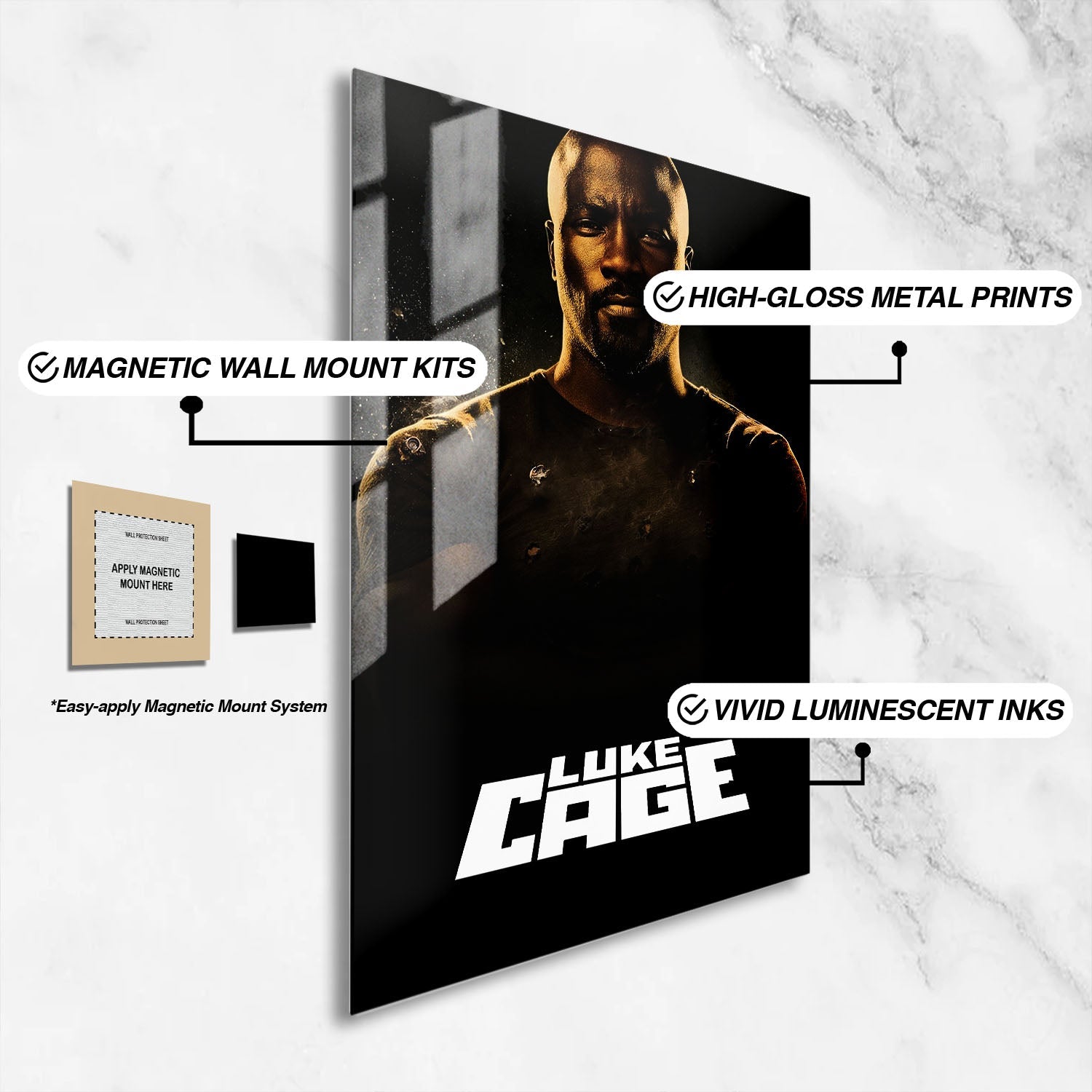 Flex Designs Metal Poster Marvels Luke Cage 16 x 24" Home Goods - TV Show 2016 TV Show Metal Poster