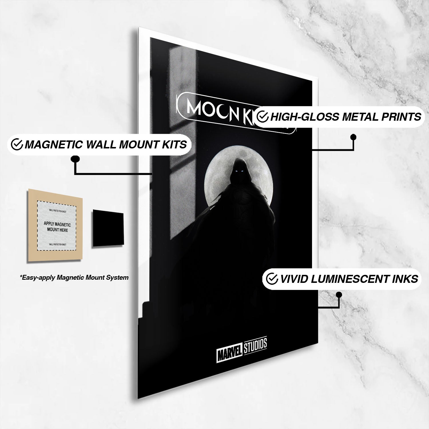 Flex Designs Metal Poster Moon Knight Dark Minimalist 16 x 24" Home Goods - TV Show 2022 TV Show Metal Poster