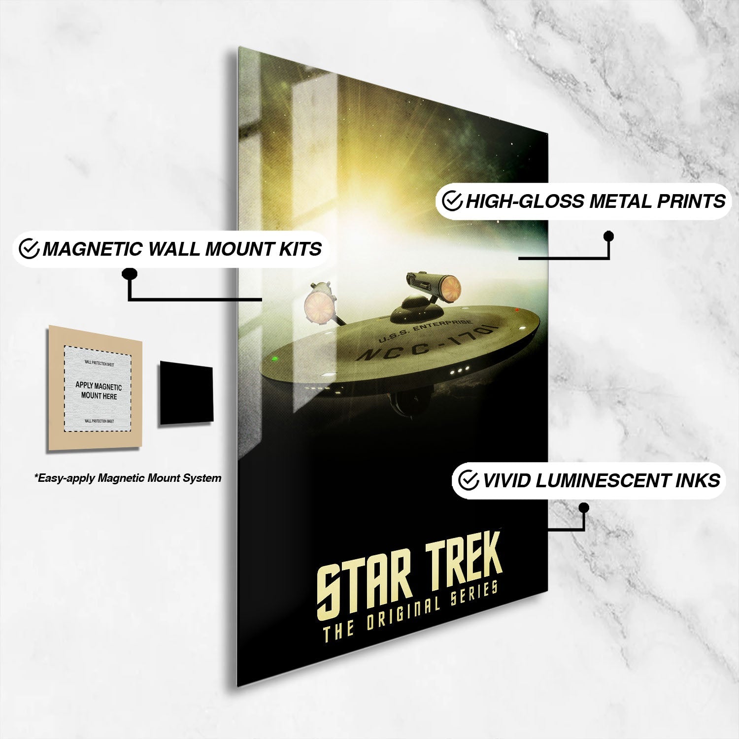 Flex Designs Metal Poster Star Trek Key Art 16 x 24" Home Goods - TV Show 1966 TV Show Metal Poster