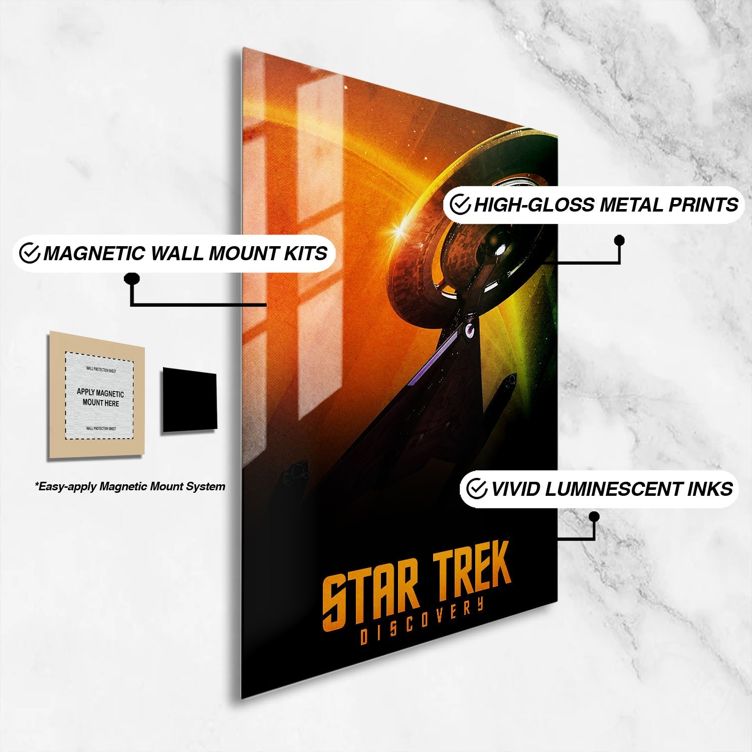 Flex Designs Metal Poster Star Trek Discovery 16 x 24" Home Goods - TV Show 2017 TV Show Metal Poster