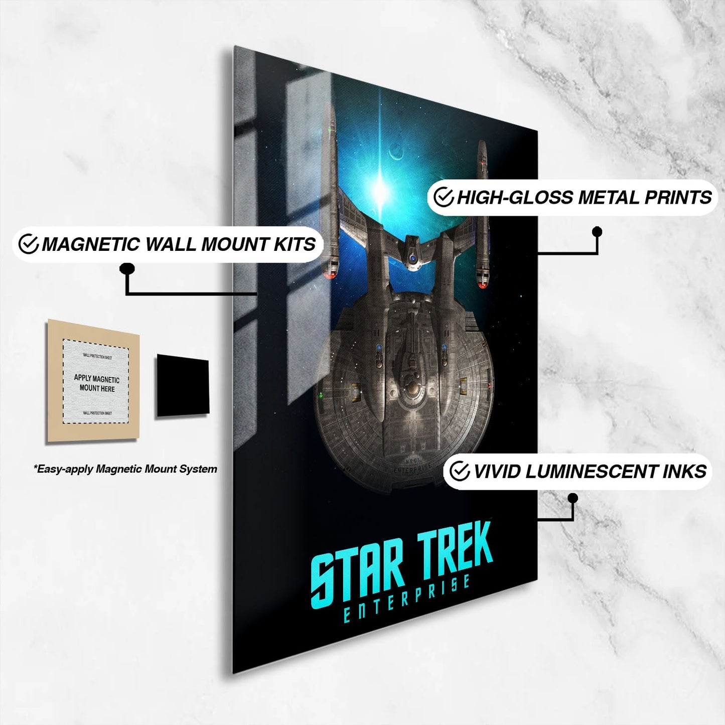 Flex Designs Metal Poster Star Trek Enterprise 16 x 24" Home Goods - TV Show 2001 TV Show Metal Poster