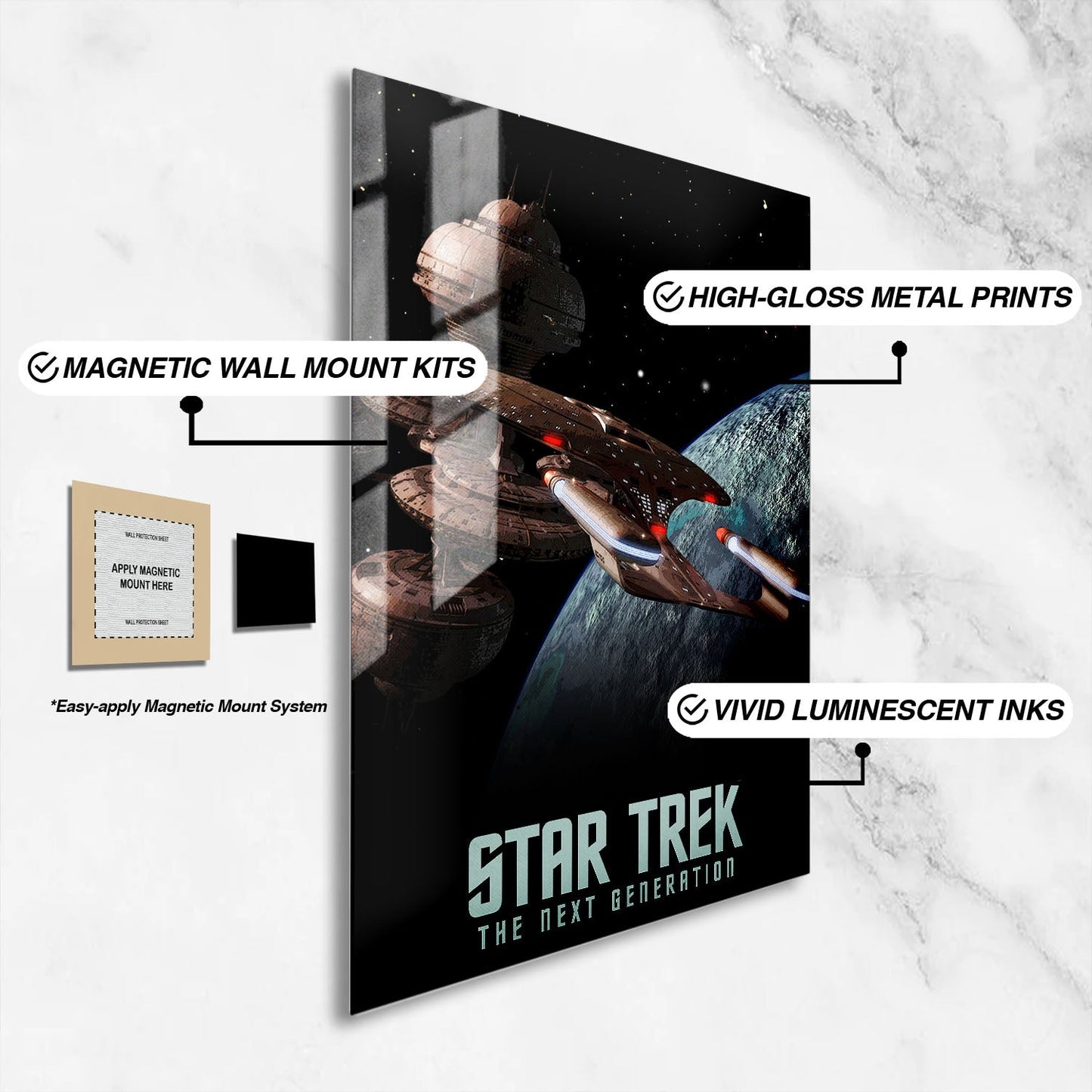 Flex Designs Metal Poster Star Trek The Next Generation 16 x 24" Home Goods - TV Show 1987 TV Show Metal Poster