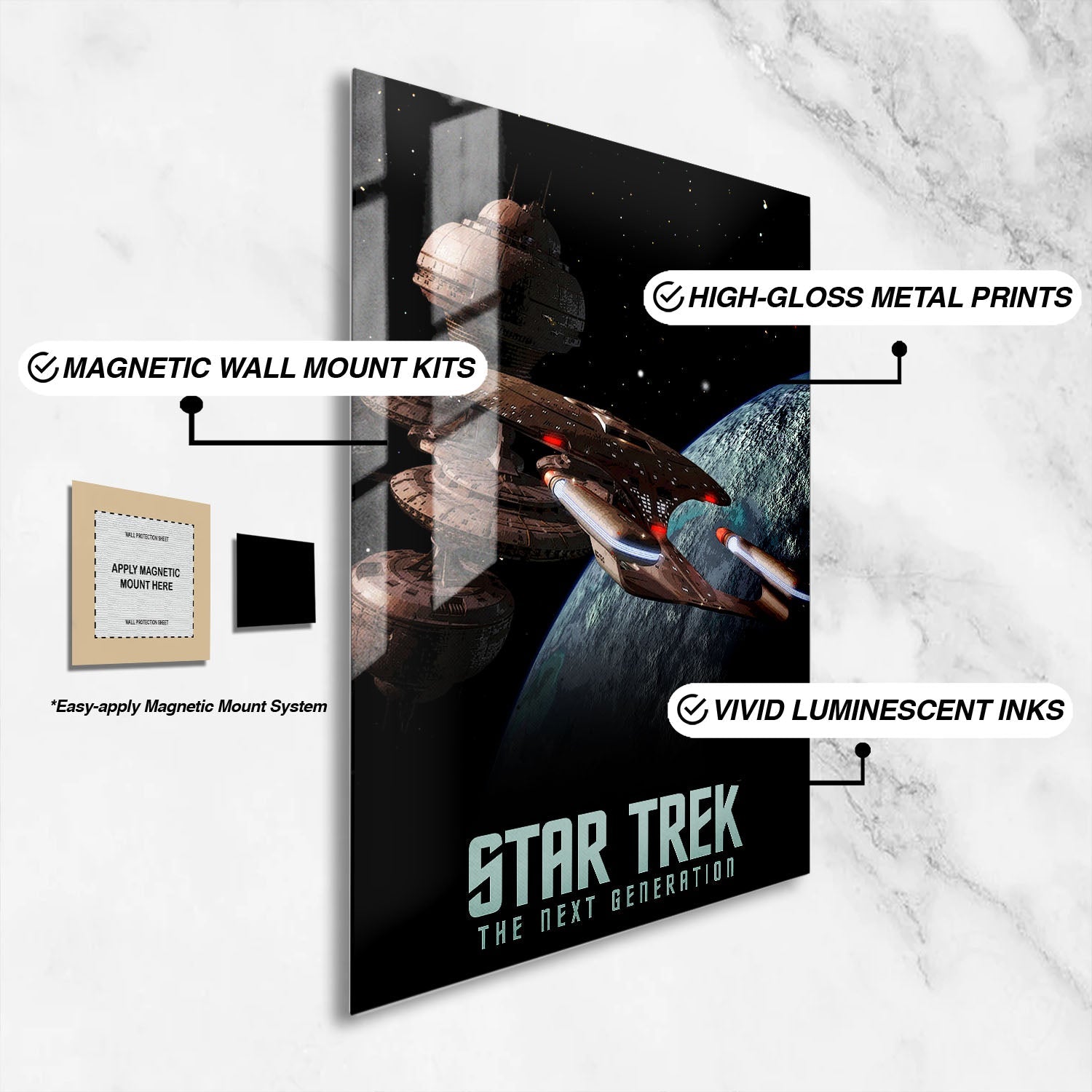 Flex Designs Metal Poster Star Trek The Next Generation 16 x 24" Home Goods - TV Show 1987 TV Show Metal Poster