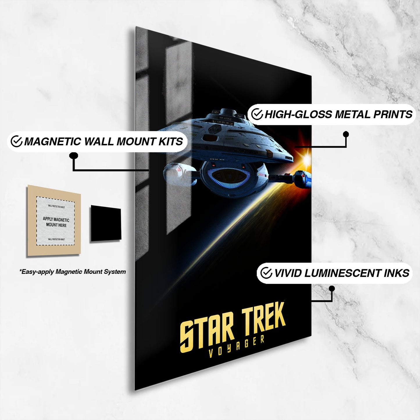 Flex Designs Metal Poster Star Trek Voyager 16 x 24" Home Goods - TV Show 1995 TV Show Metal Poster