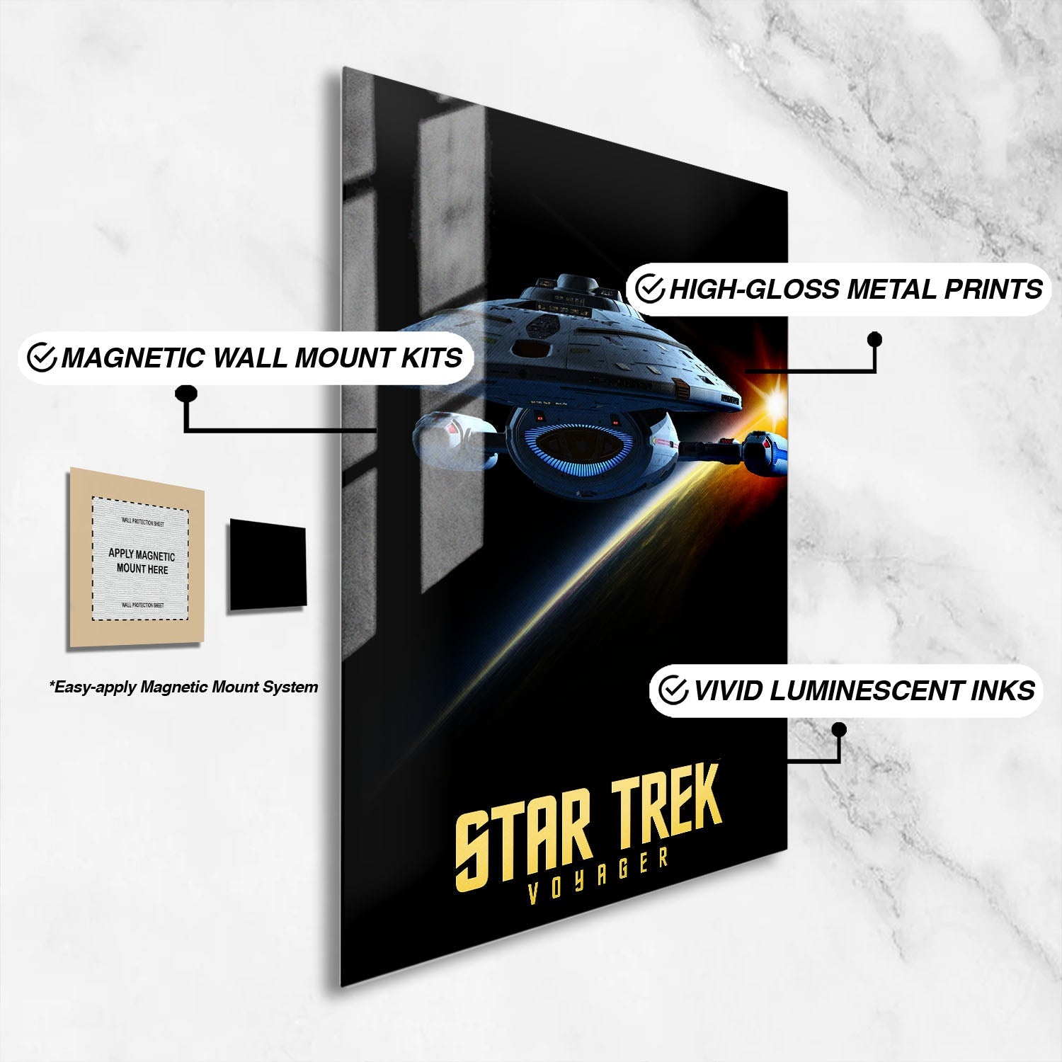 Flex Designs Metal Poster Star Trek Voyager 16 x 24" Home Goods - TV Show 1995 TV Show Metal Poster