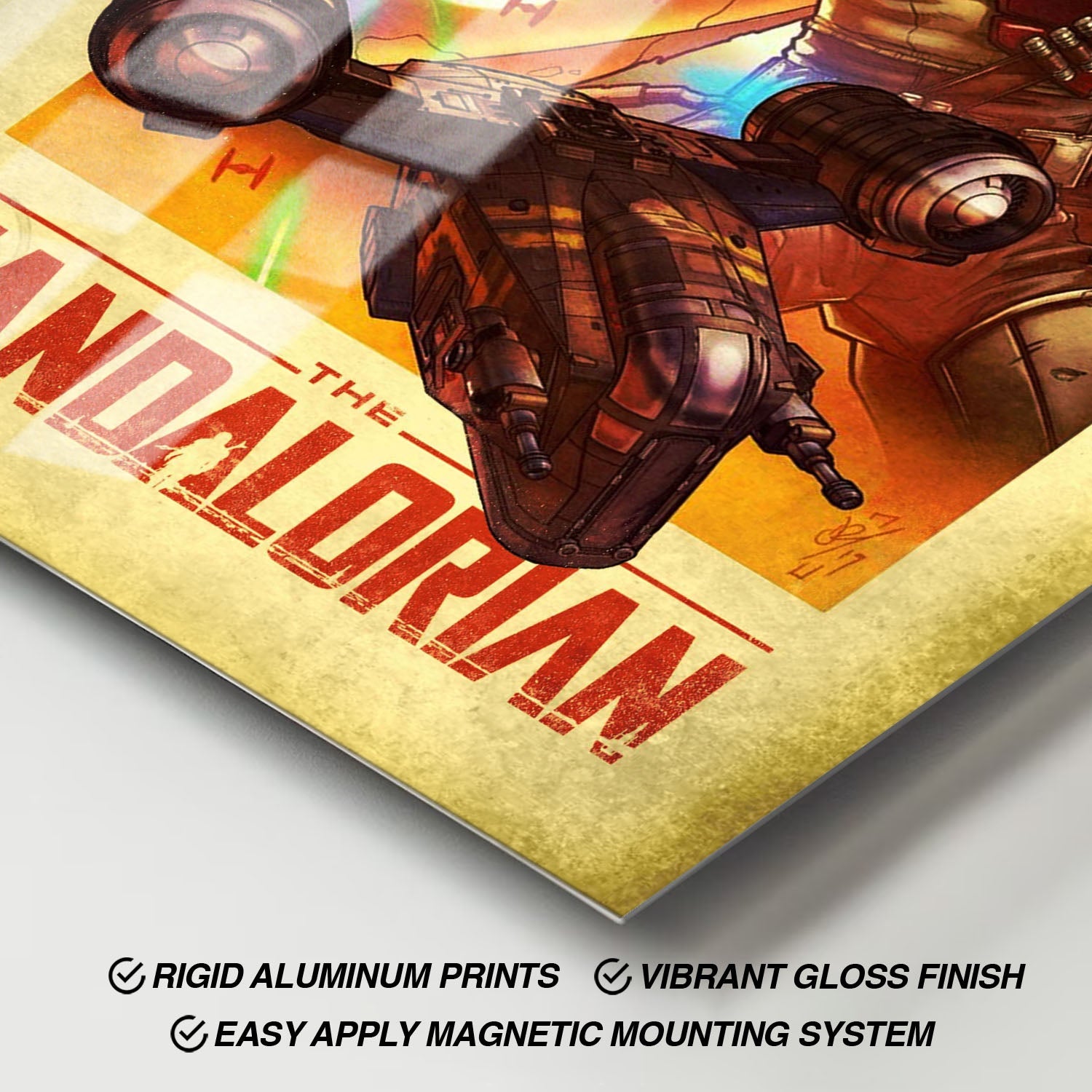 Flex Designs Metal Poster The Mandalorian Cartoon 11 x 17" Home Goods - TV Show 2019 TV Show Metal Poster