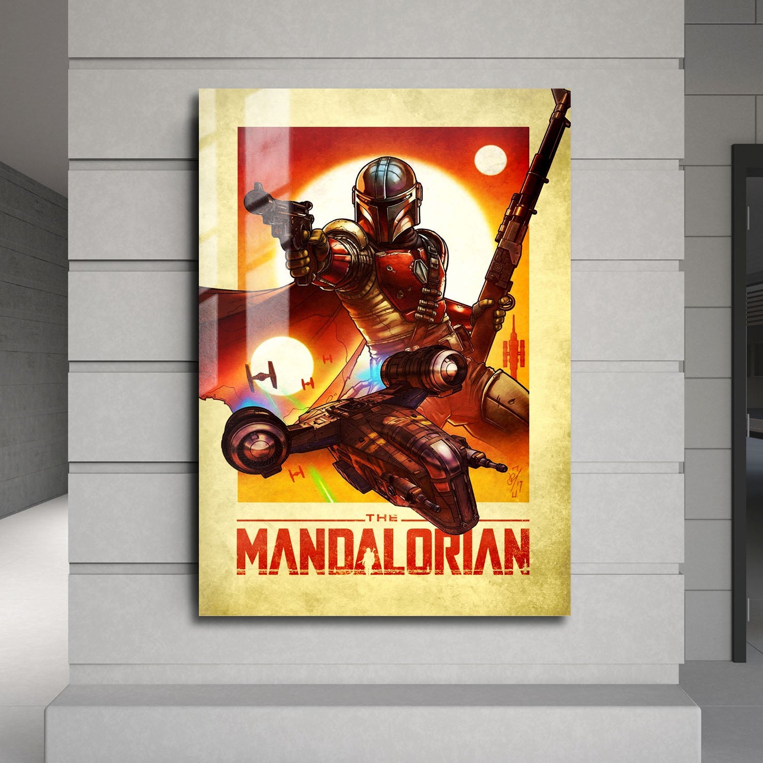 Flex Designs Metal Poster The Mandalorian Cartoon 24 x 36" Home Goods - TV Show 2019 TV Show Metal Poster